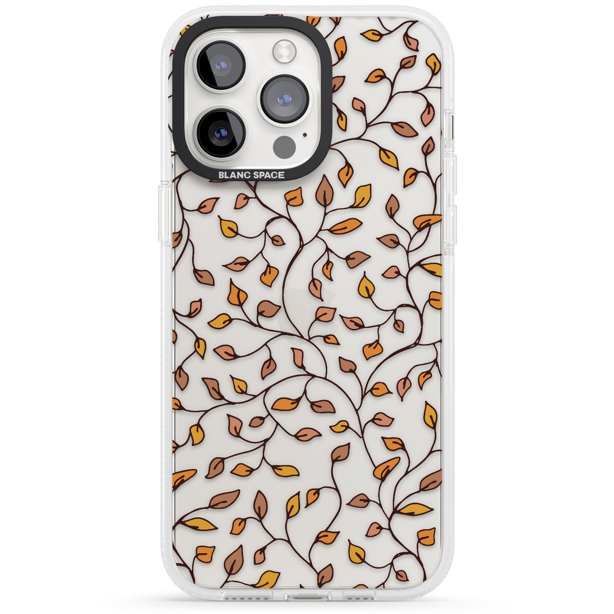 Personalised Autumn Leaves Pattern iPhone 15 Pro Max / 15 Pro / 14 Pro Max / 14 Pro / 13 Pro Clear Case Impact Air - Blanc Space