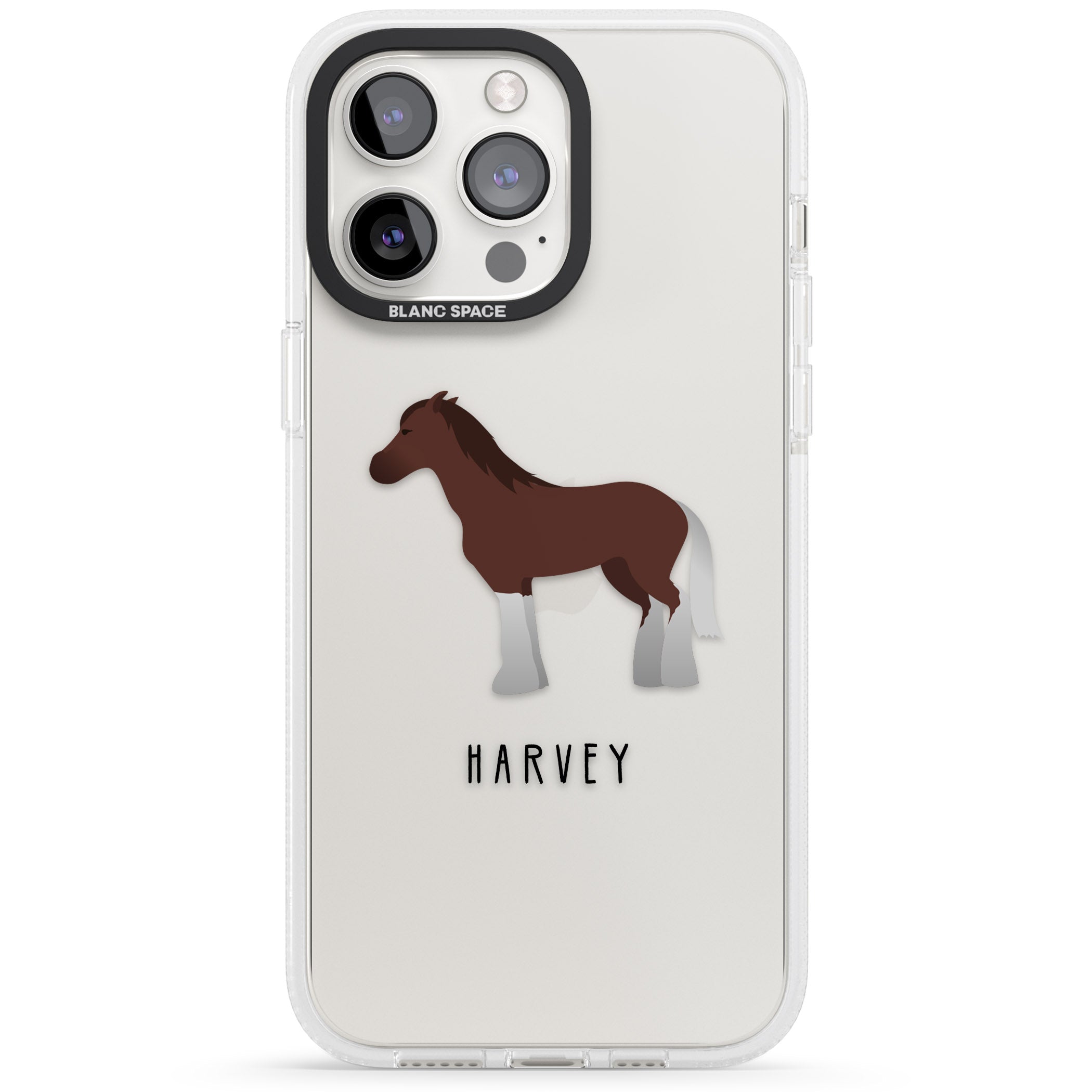 Personalised Brown Horse iPhone 15 Pro Max / 15 Pro / 14 Pro Max / 14 Pro / 13 Pro Clear Case Impact Air - Blanc Space