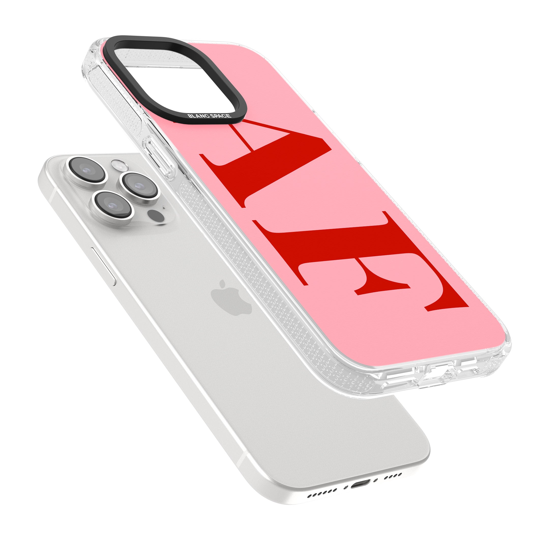 Personalised Red & Pink Letters iPhone 15 Pro Max / 15 Pro / 14 Pro Max / 14 Pro / 13 Pro Clear Case Impact Air - Blanc Space