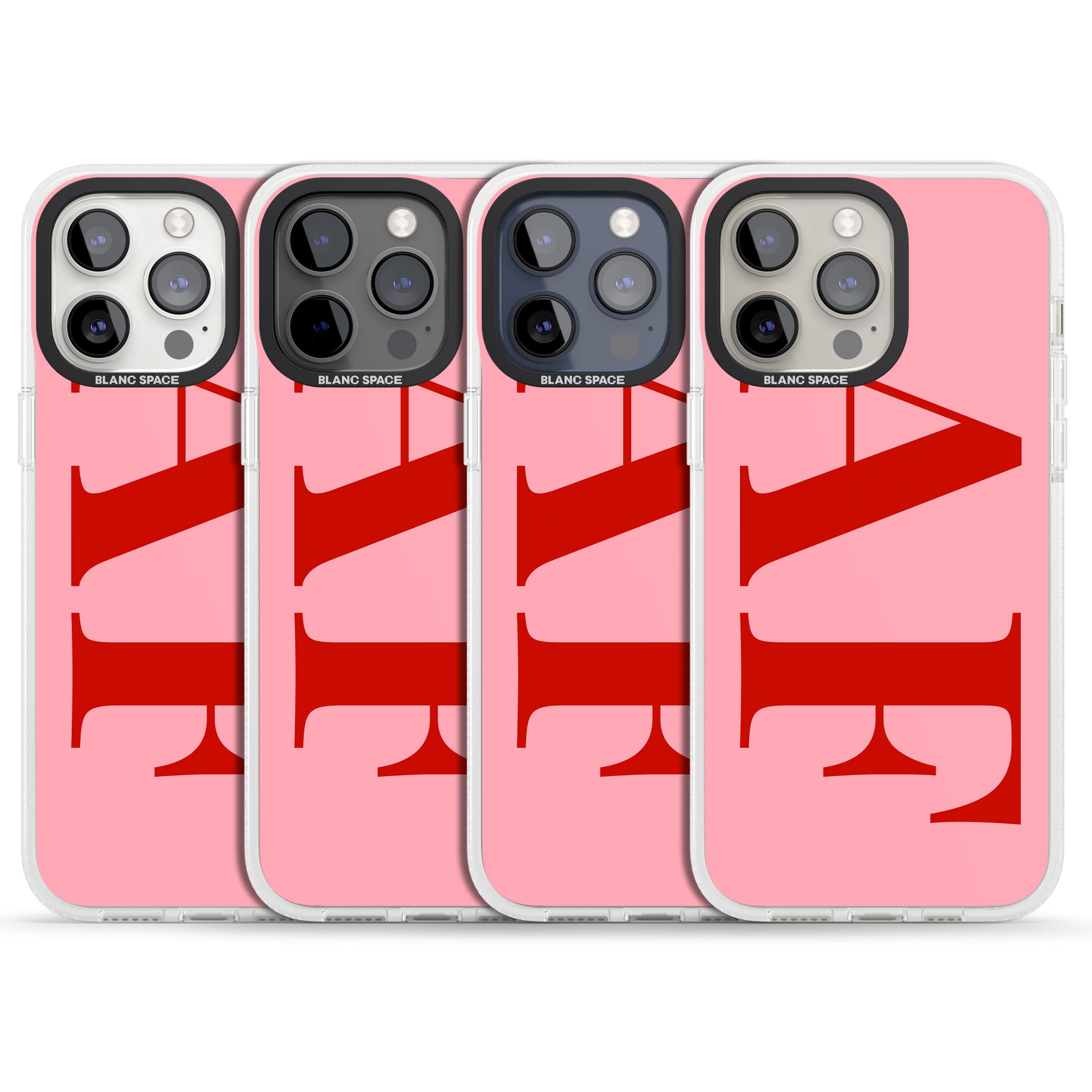 Personalised Red & Pink Letters iPhone 15 Pro Max / 15 Pro / 14 Pro Max / 14 Pro / 13 Pro Clear Case Impact Air - Blanc Space