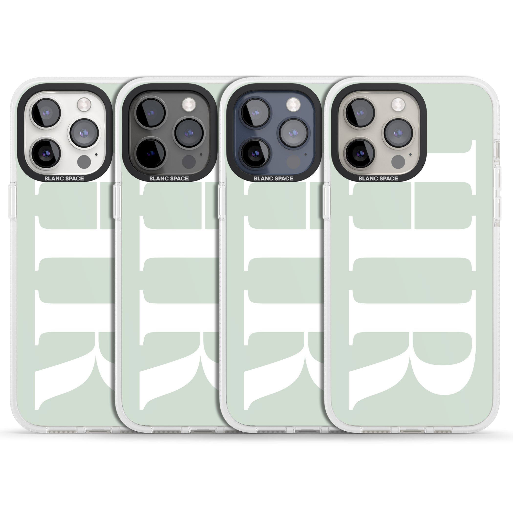 Personalised White & Seafoam Green Personalised iPhone 15 Pro Max / 15 Pro / 14 Pro Max / 14 Pro / 13 Pro Clear Case Impact Air - Blanc Space