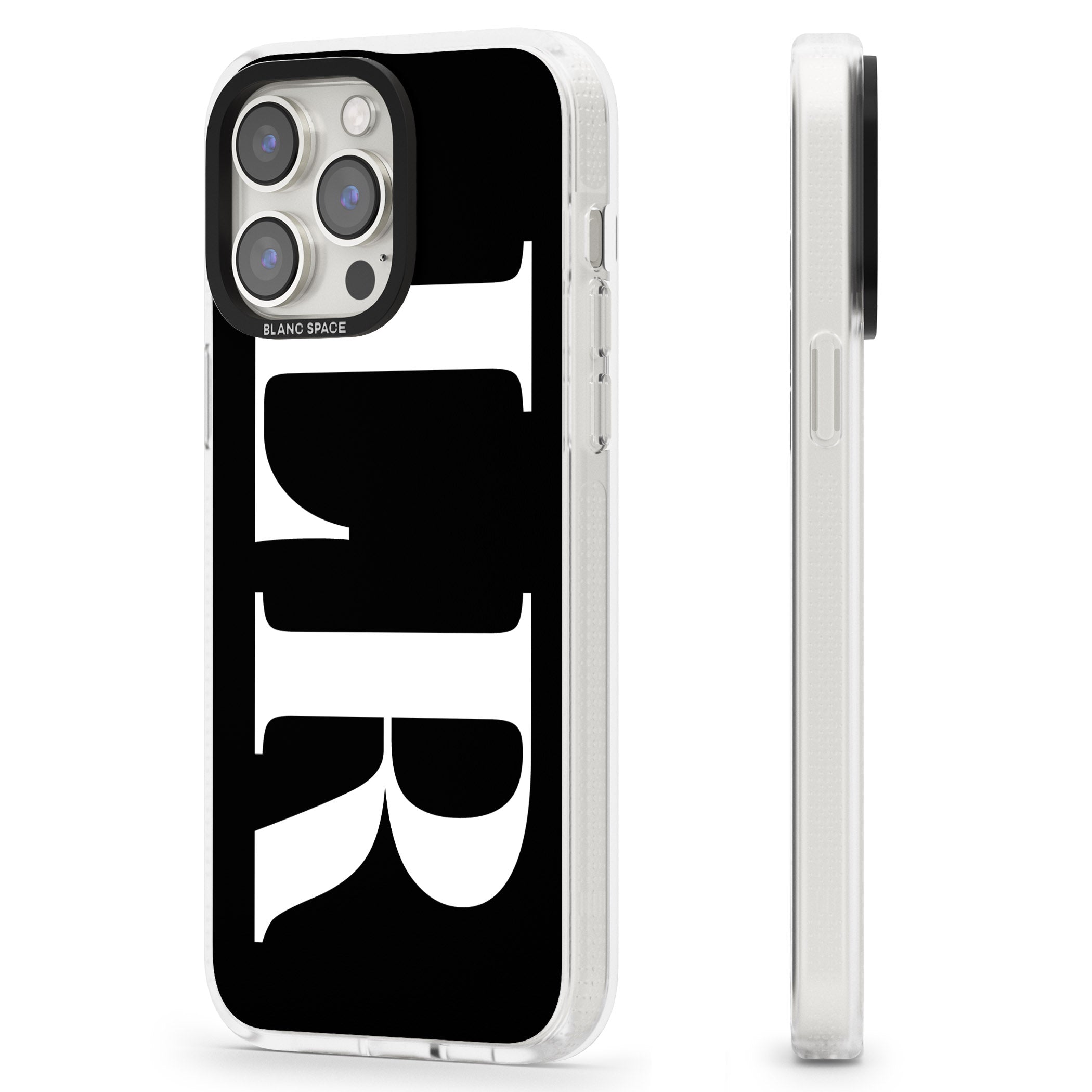 Personalised White & Black Letters iPhone 15 Pro Max / 15 Pro / 14 Pro Max / 14 Pro / 13 Pro Clear Case Impact Air - Blanc Space