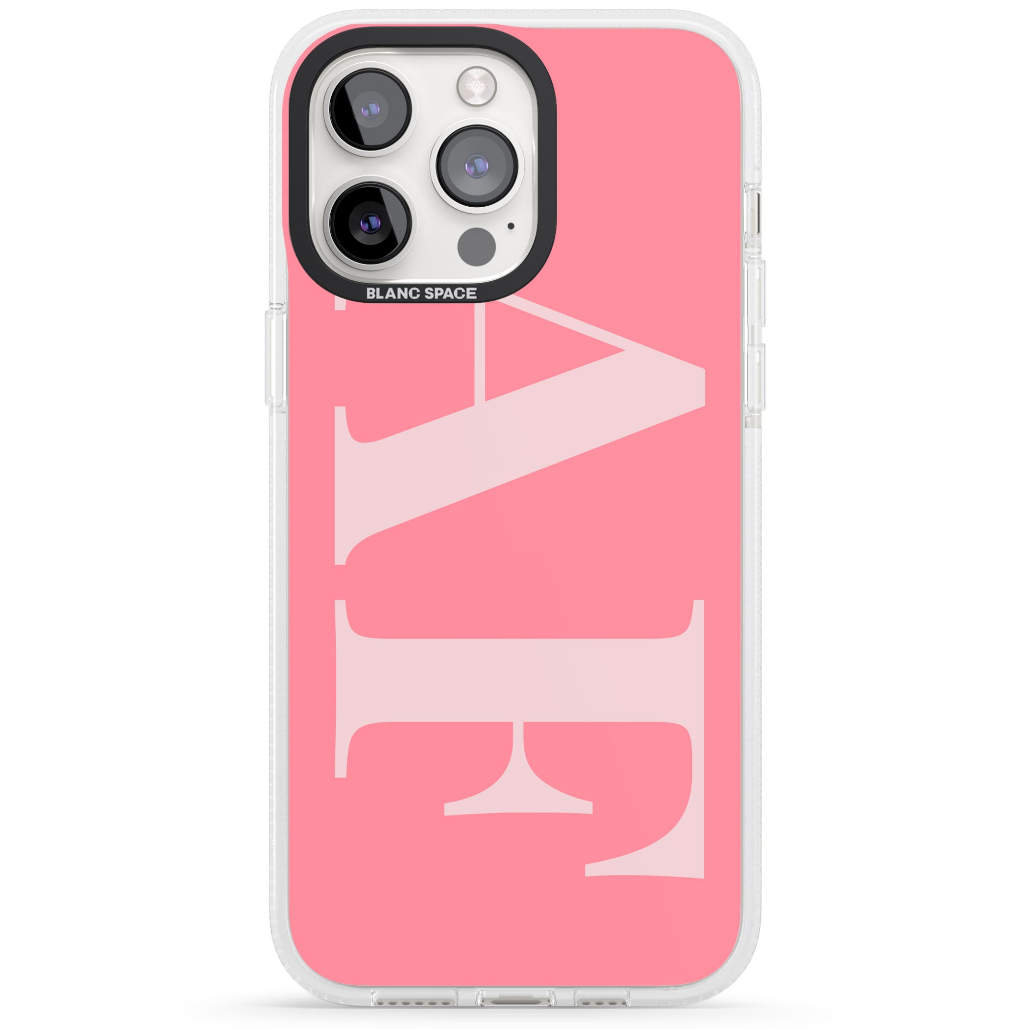 Personalised Light & Dark Pink Personalised iPhone 15 Pro Max / 15 Pro / 14 Pro Max / 14 Pro / 13 Pro Clear Case Impact Air - Blanc Space