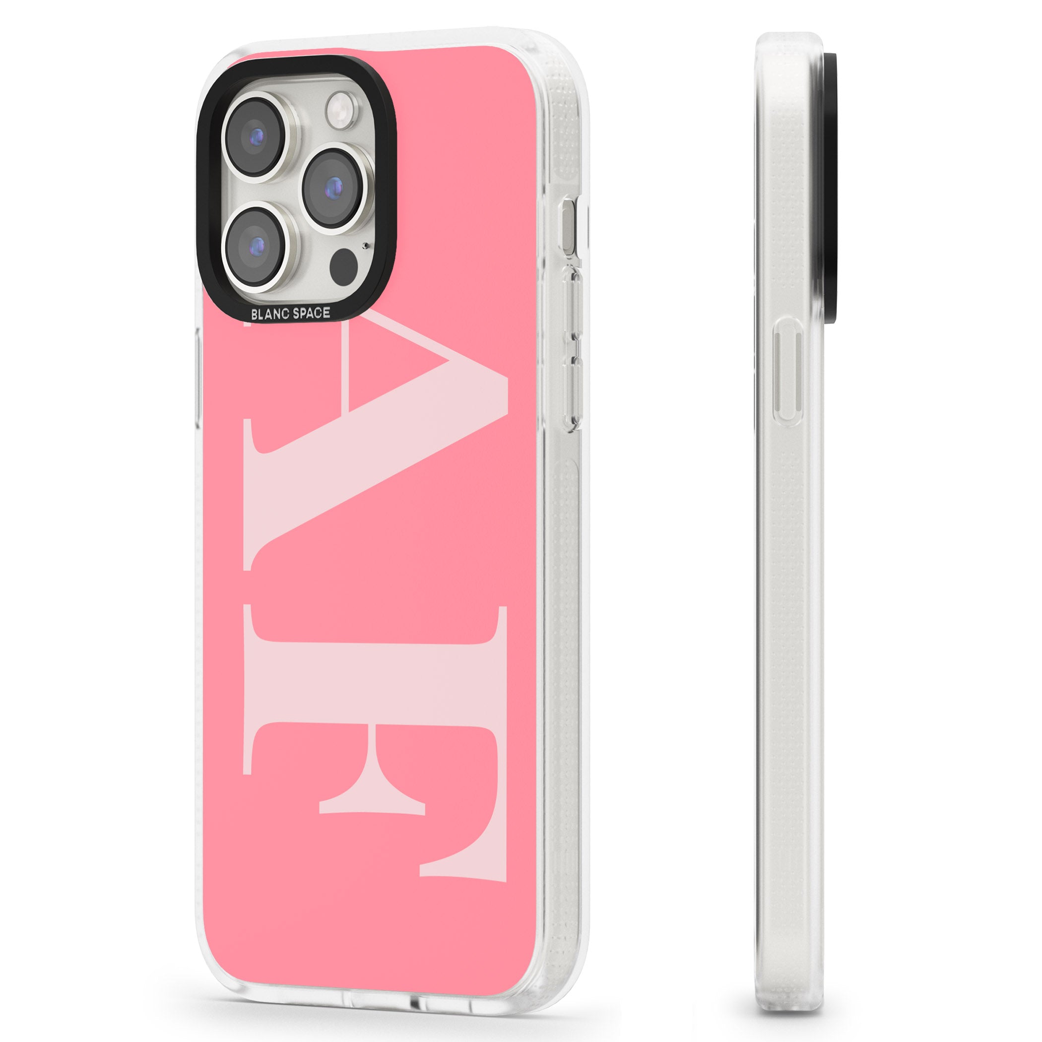 Personalised Light & Dark Pink Personalised iPhone 15 Pro Max / 15 Pro / 14 Pro Max / 14 Pro / 13 Pro Clear Case Impact Air - Blanc Space