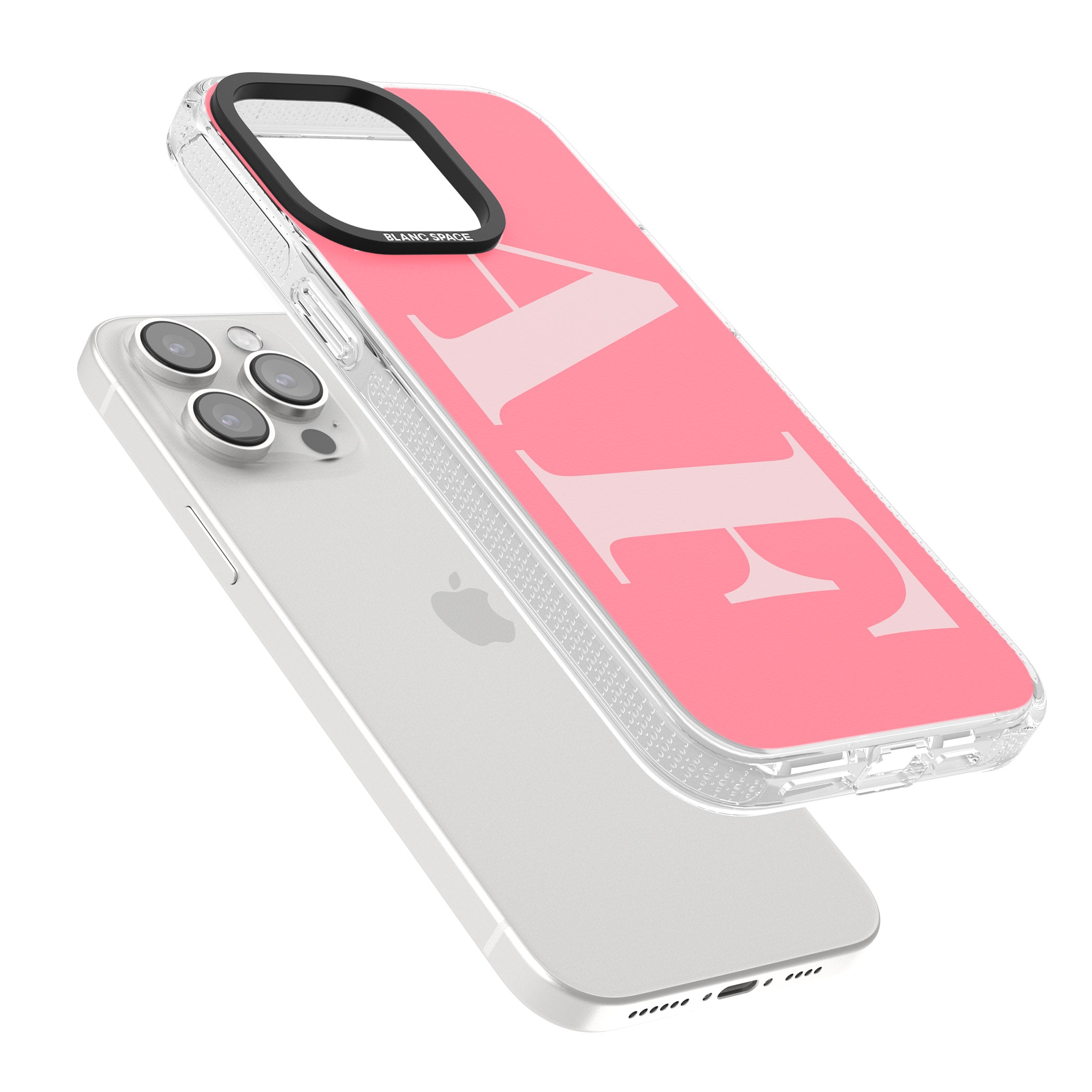 Personalised Light & Dark Pink Personalised iPhone 15 Pro Max / 15 Pro / 14 Pro Max / 14 Pro / 13 Pro Clear Case Impact Air - Blanc Space