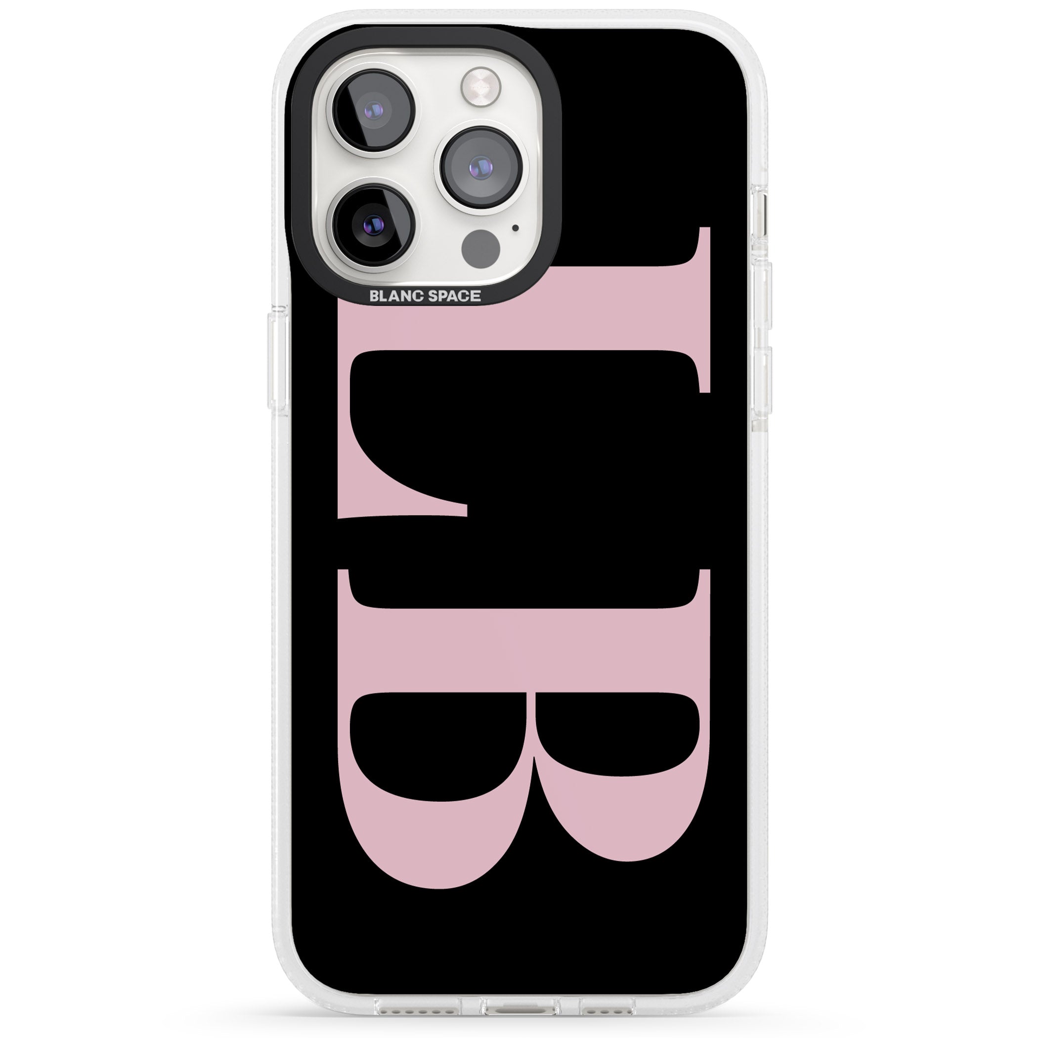Personalised Pink & Black Letters iPhone 15 Pro Max / 15 Pro / 14 Pro Max / 14 Pro / 13 Pro Clear Case Impact Air - Blanc Space