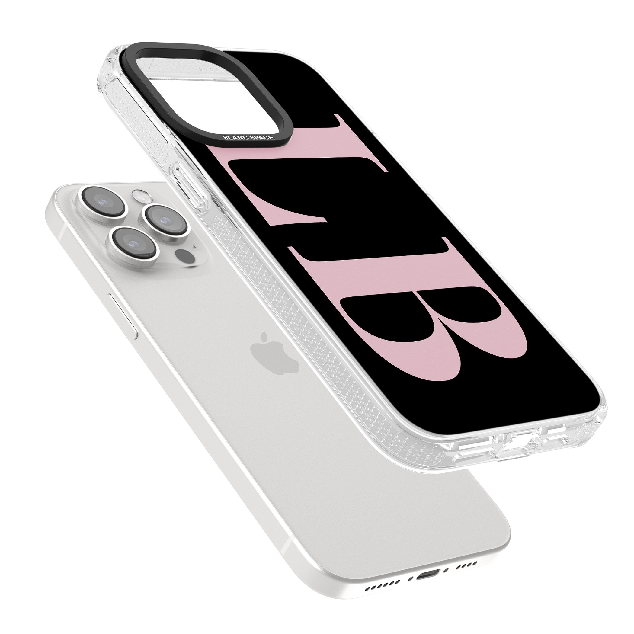 Personalised Pink & Black Letters iPhone 15 Pro Max / 15 Pro / 14 Pro Max / 14 Pro / 13 Pro Clear Case Impact Air - Blanc Space