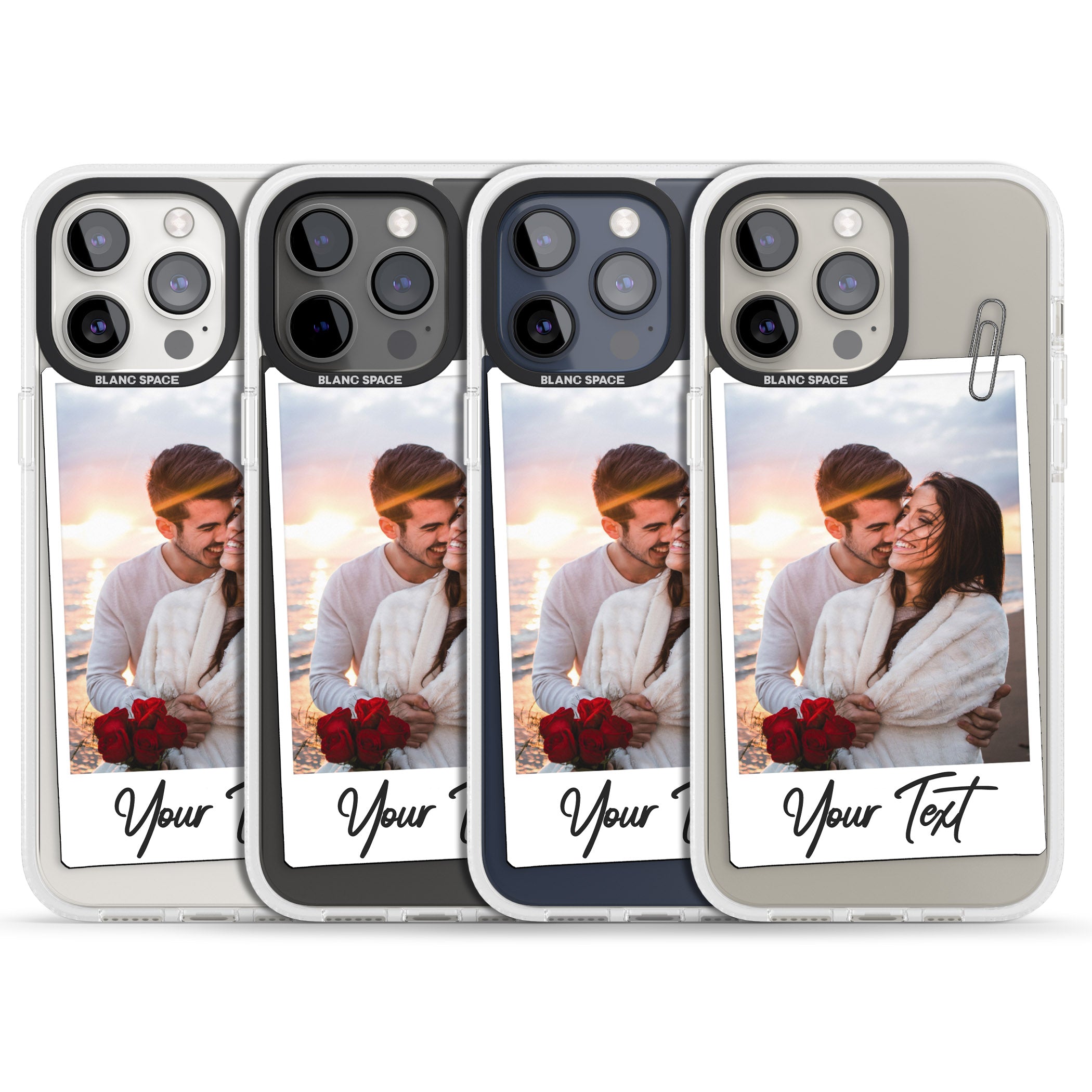 Personalised Instant Camera Photo iPhone 15 Pro Max / 15 Pro / 14 Pro Max / 14 Pro / 13 Pro Clear Case Impact Air - Blanc Space
