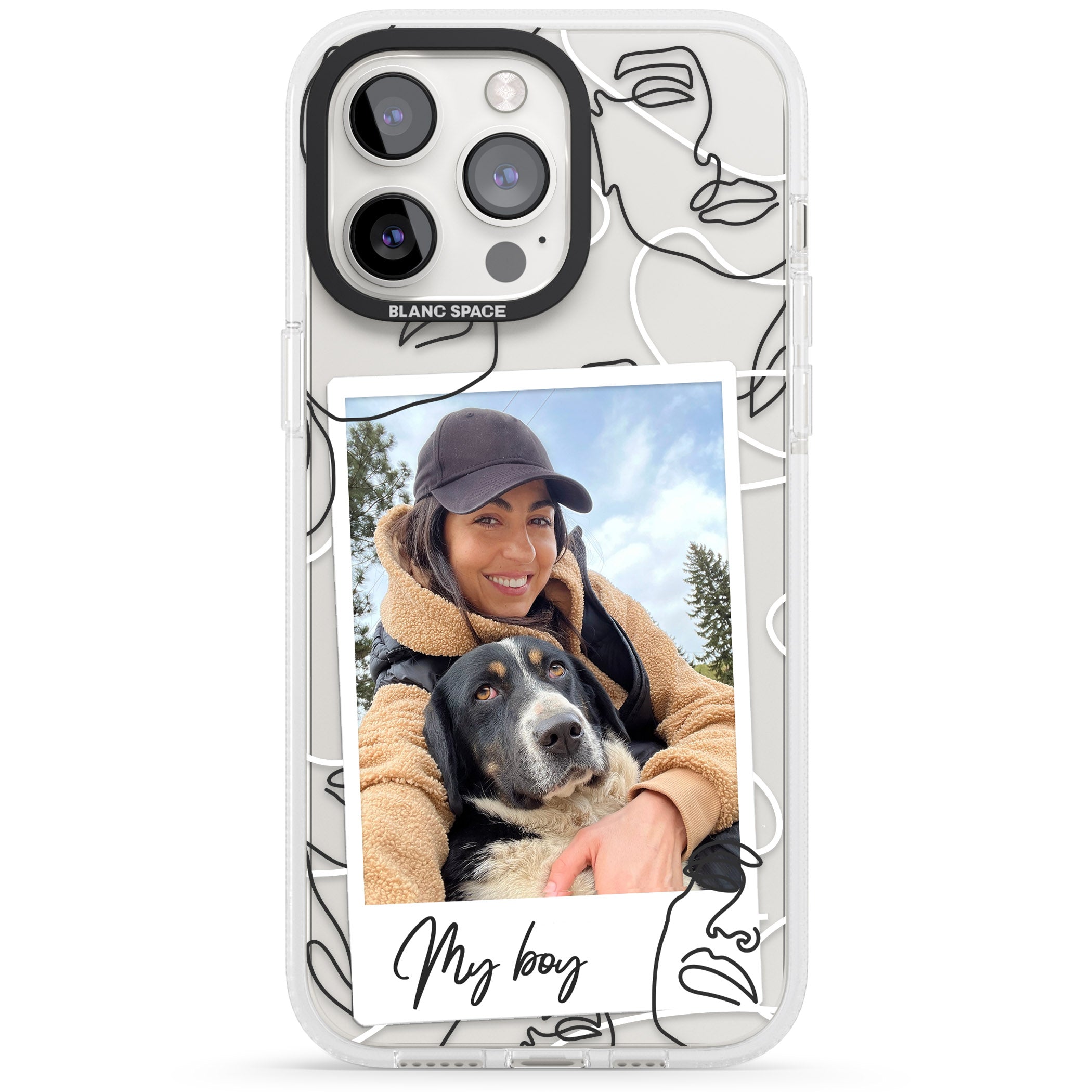 Personalised Abstract Faces Instant Photo iPhone 15 Pro Max / 15 Pro / 14 Pro Max / 14 Pro / 13 Pro Clear Case Impact Air - Blanc Space