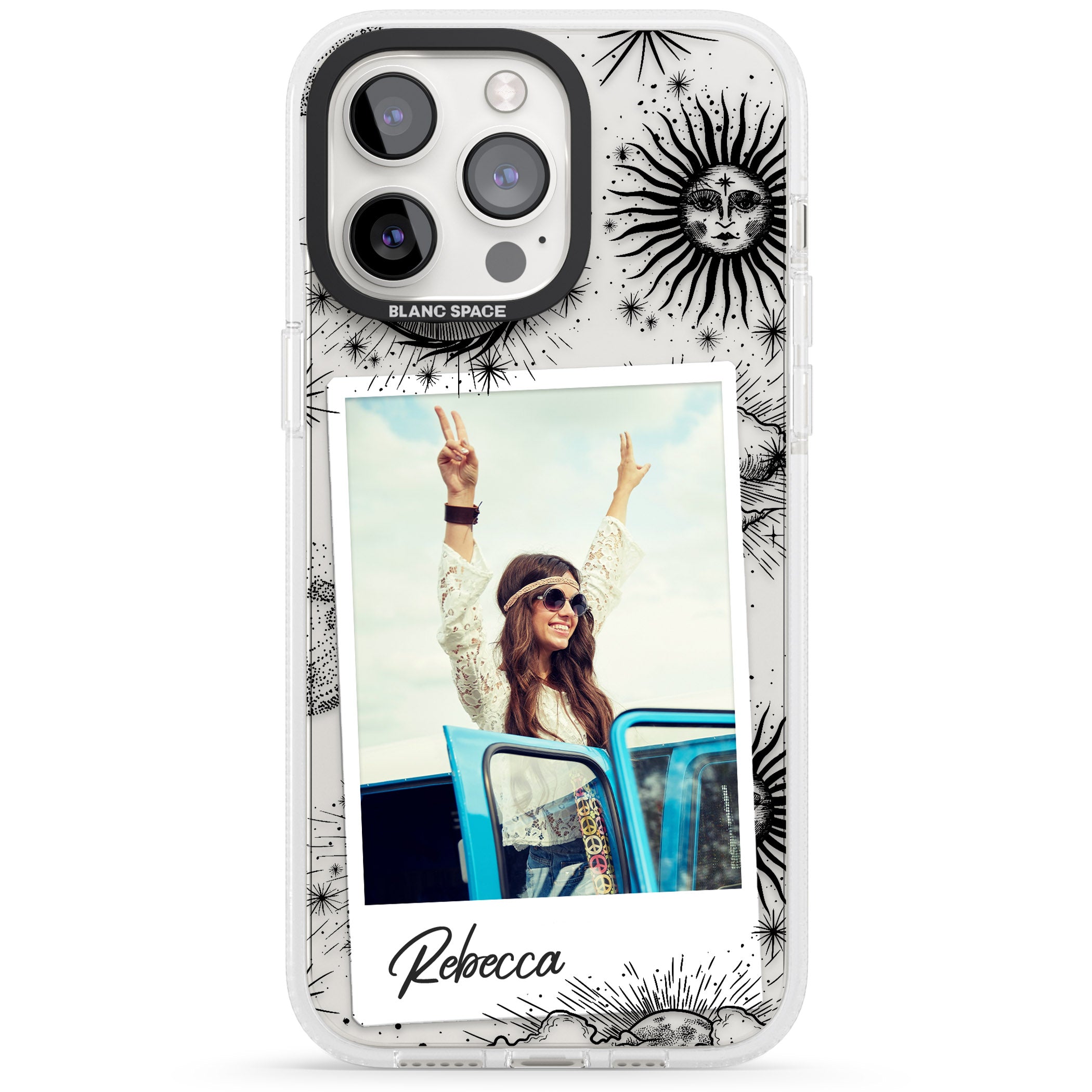 Personalised Astrology Instant Photo iPhone 15 Pro Max / 15 Pro / 14 Pro Max / 14 Pro / 13 Pro Clear Case Impact Air - Blanc Space