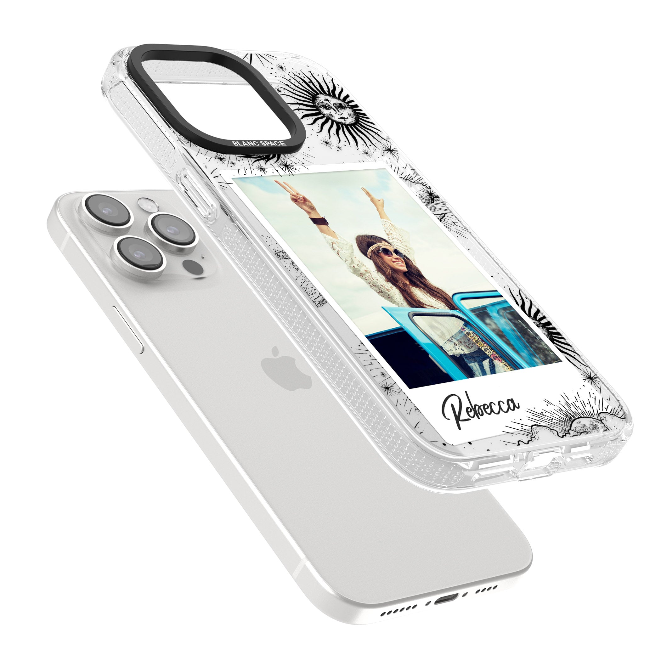 Personalised Astrology Instant Photo iPhone 15 Pro Max / 15 Pro / 14 Pro Max / 14 Pro / 13 Pro Clear Case Impact Air - Blanc Space