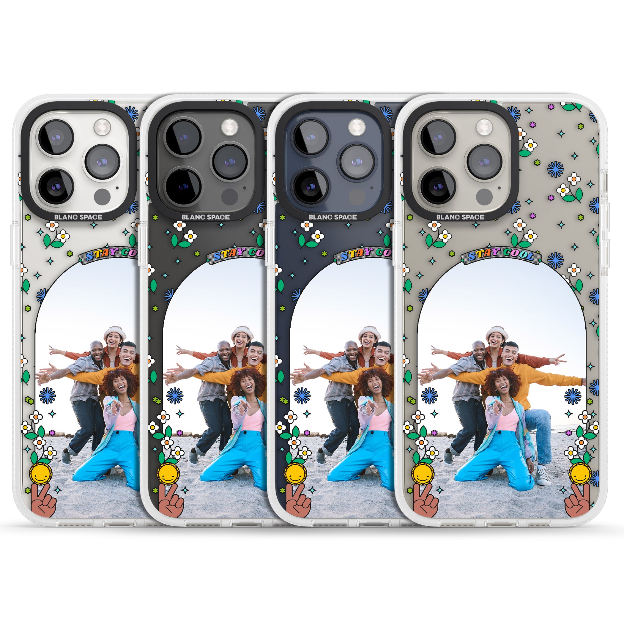 Personalised Summer Photo Frame iPhone 15 Pro Max / 15 Pro / 14 Pro Max / 14 Pro / 13 Pro Clear Case Impact Air - Blanc Space