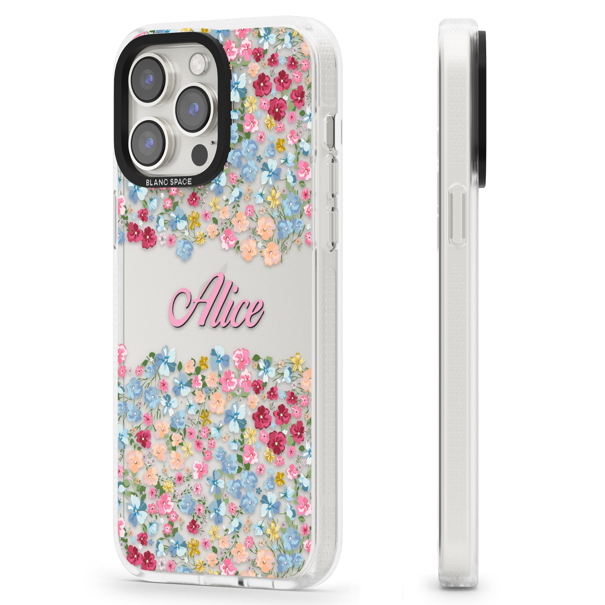 Personalised Venetian Meadow iPhone 15 Pro Max / 15 Pro / 14 Pro Max / 14 Pro / 13 Pro Clear Case Impact Air - Blanc Space