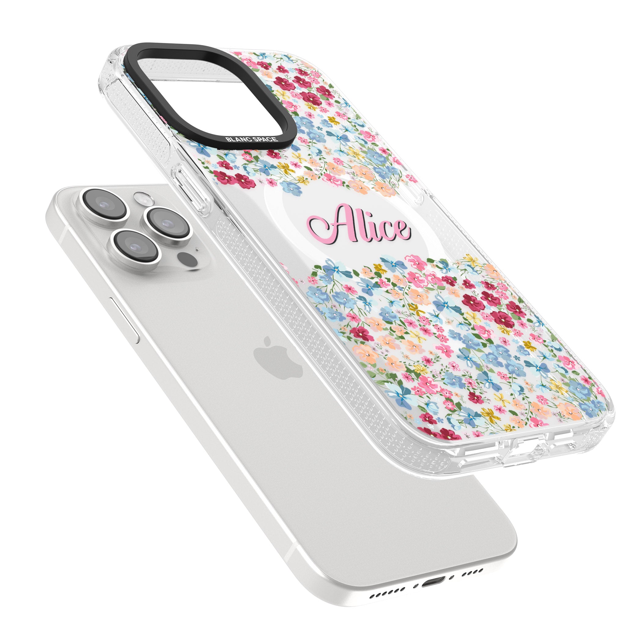 Personalised Venetian Meadow iPhone 15 Pro Max / 15 Pro / 14 Pro Max / 14 Pro / 13 Pro Clear Case Impact Air - Blanc Space