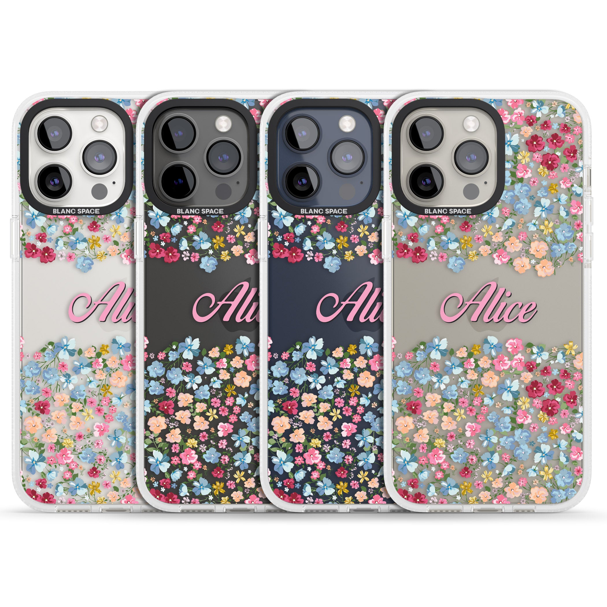 Personalised Venetian Meadow iPhone 15 Pro Max / 15 Pro / 14 Pro Max / 14 Pro / 13 Pro Clear Case Impact Air - Blanc Space