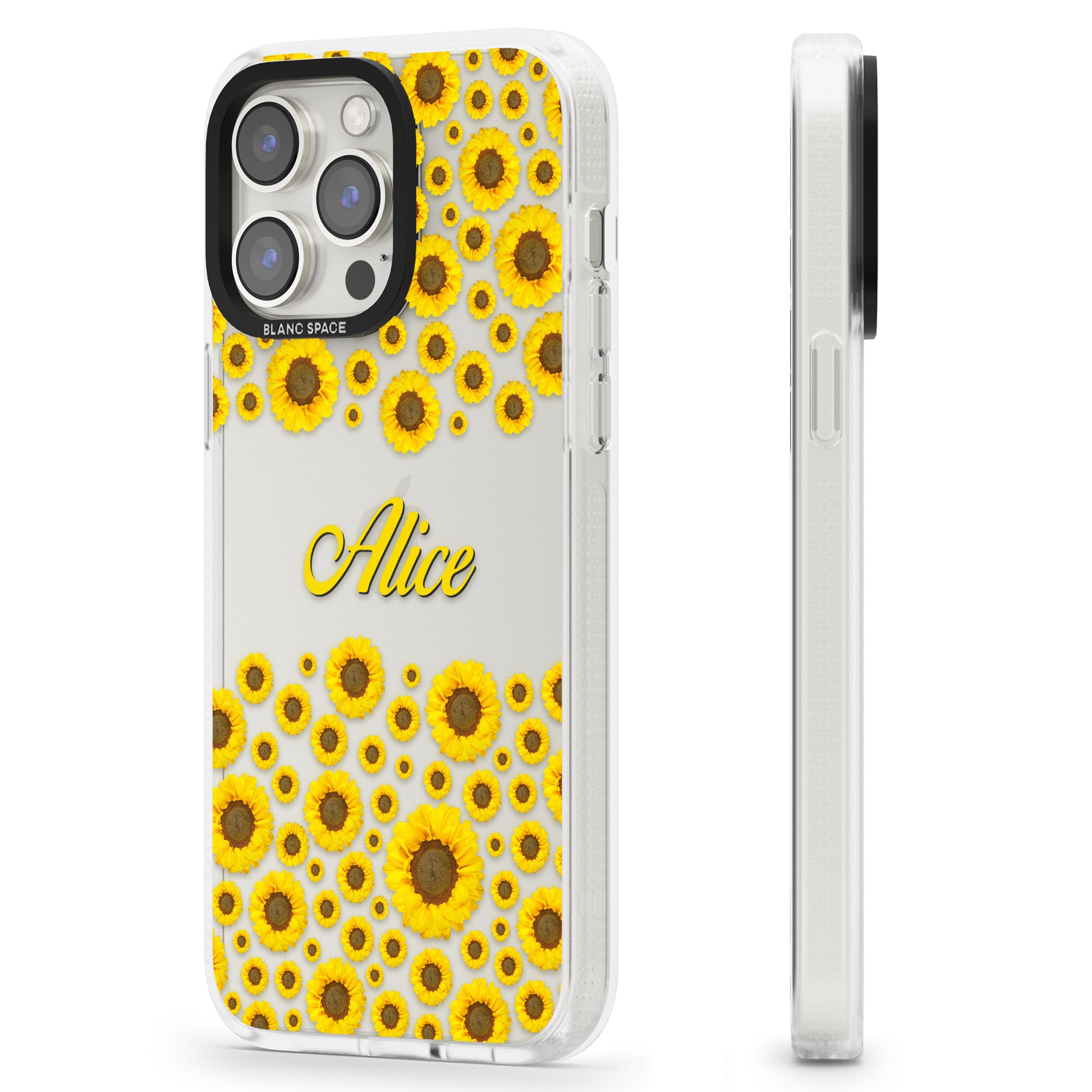 Personalised Sunflowers iPhone 15 Pro Max / 15 Pro / 14 Pro Max / 14 Pro / 13 Pro Clear Case Impact Air - Blanc Space