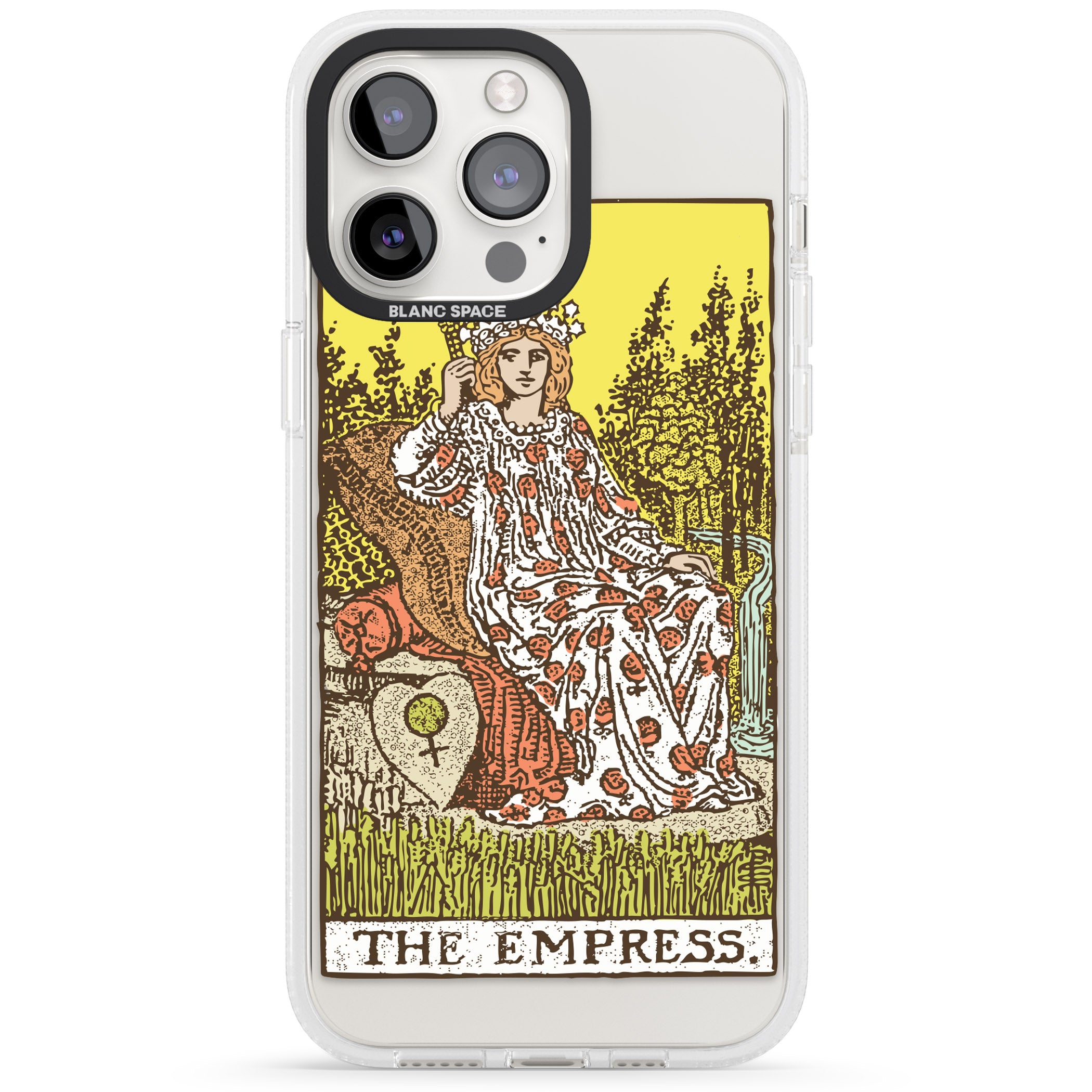 Personalised The Empress Tarot Card - Colour iPhone 15 Pro Max / 15 Pro / 14 Pro Max / 14 Pro / 13 Pro Clear Case Impact Air - Blanc Space