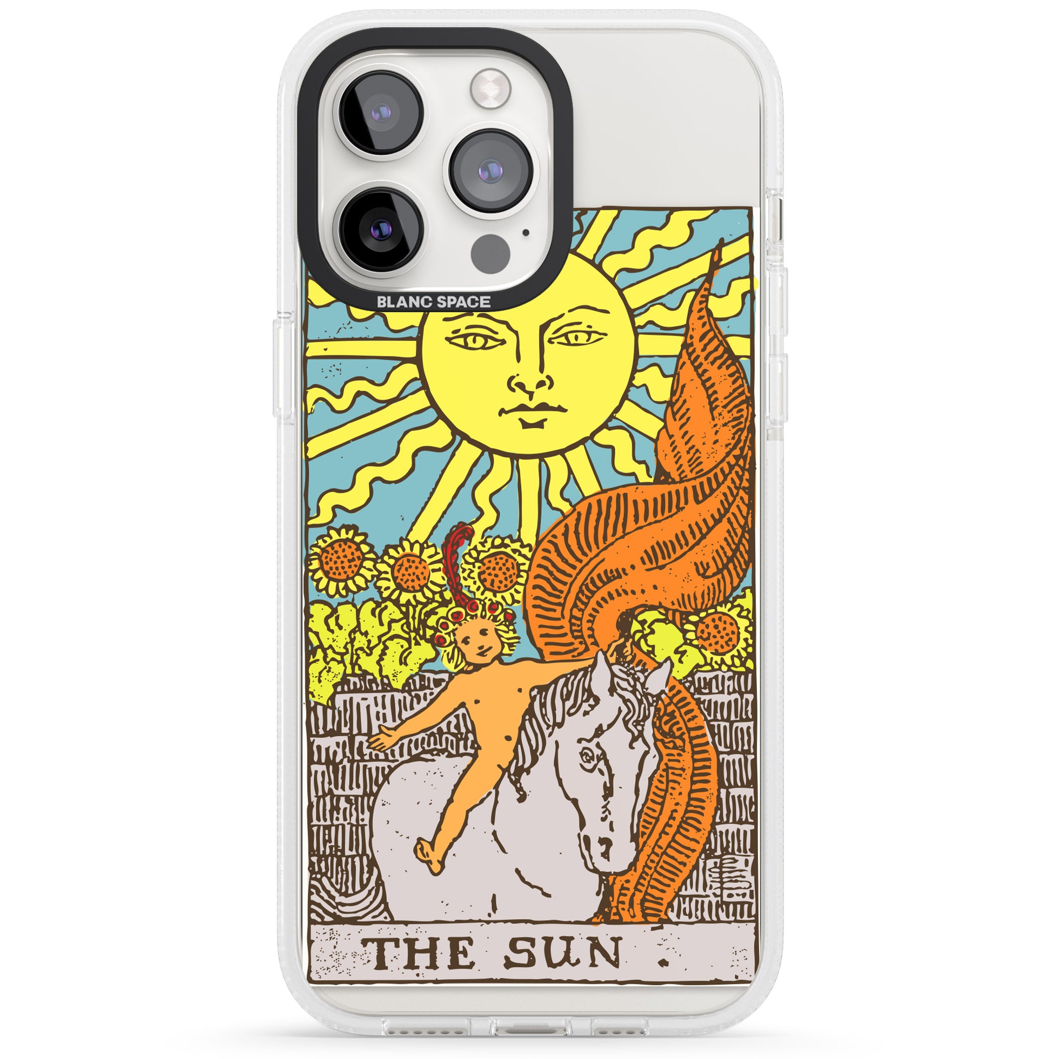 Personalised The Sun Tarot Card - Colour iPhone 15 Pro Max / 15 Pro / 14 Pro Max / 14 Pro / 13 Pro Clear Case Impact Air - Blanc Space