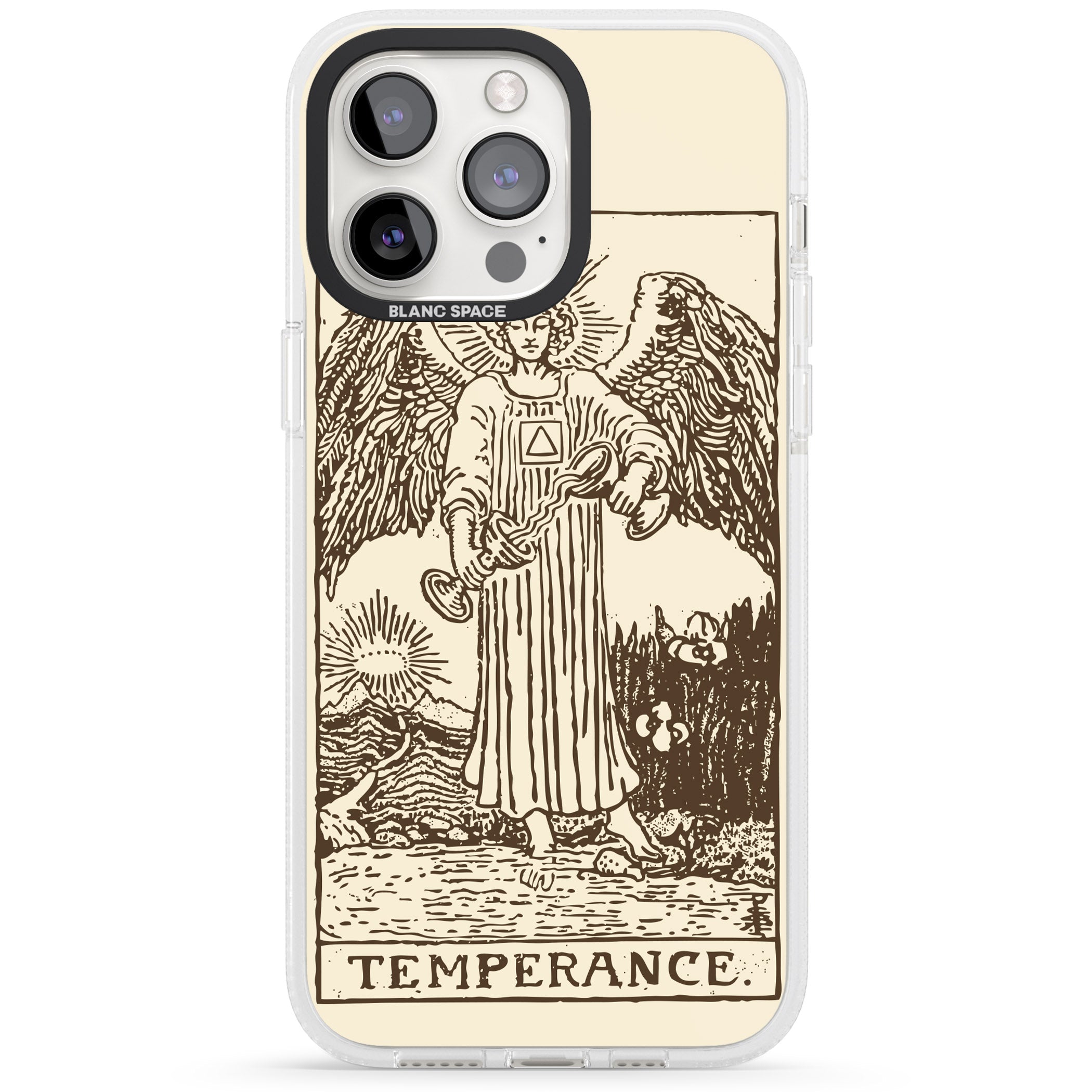 Personalised Temperance Tarot Card - Solid Cream iPhone 15 Pro Max / 15 Pro / 14 Pro Max / 14 Pro / 13 Pro Clear Case Impact Air - Blanc Space