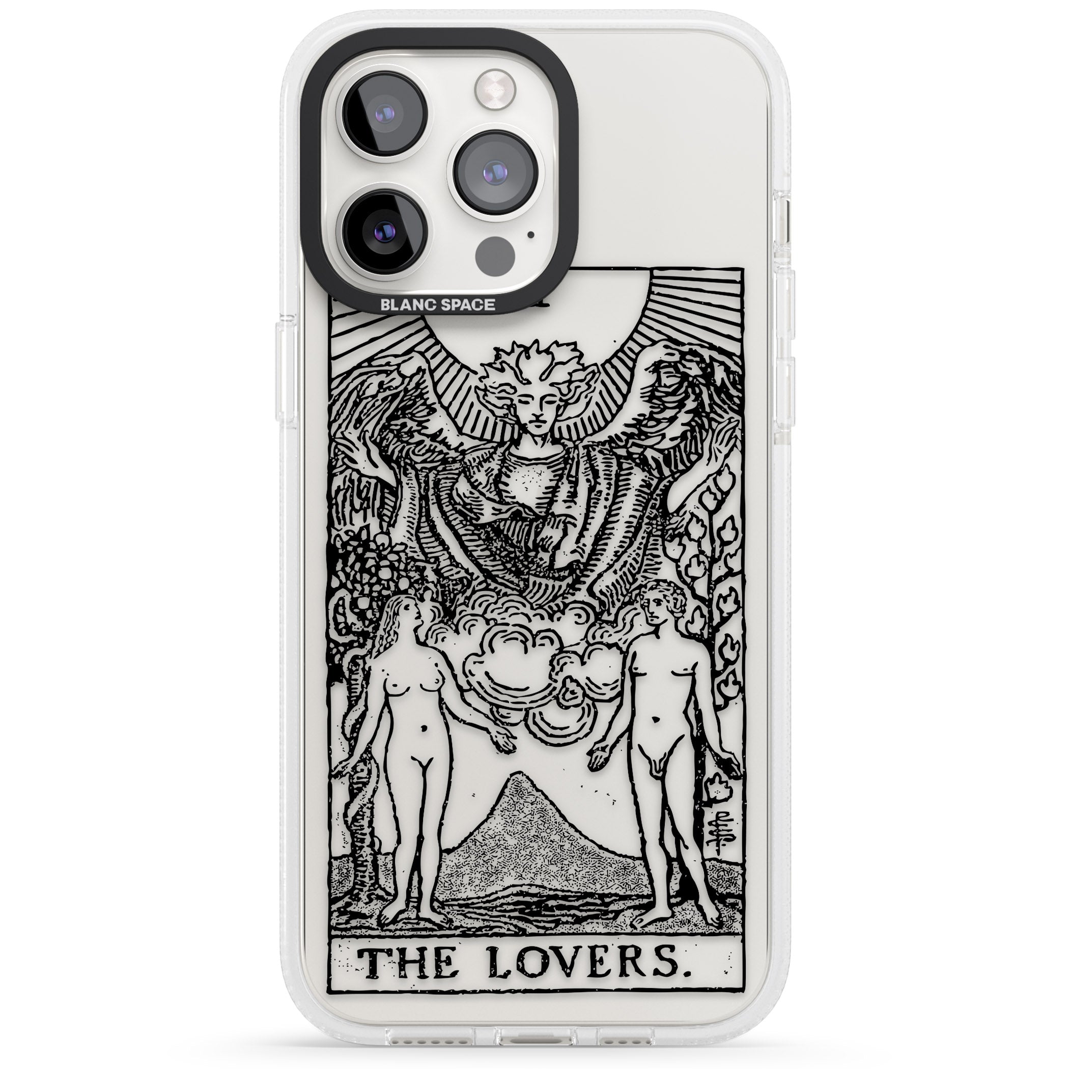 Personalised The Lovers Tarot Card - Transparent iPhone 15 Pro Max / 15 Pro / 14 Pro Max / 14 Pro / 13 Pro Clear Case Impact Air - Blanc Space