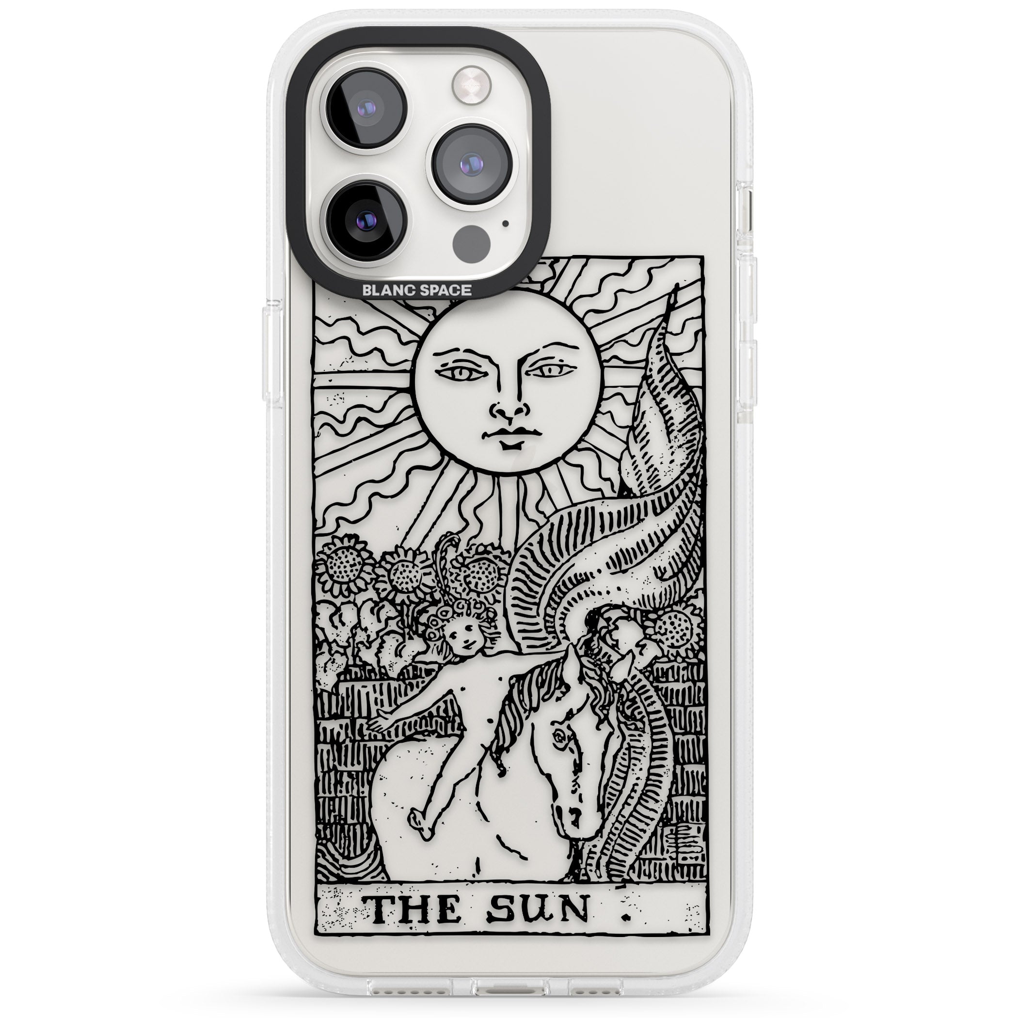 Personalised The Sun Tarot Card - Transparent iPhone 15 Pro Max / 15 Pro / 14 Pro Max / 14 Pro / 13 Pro Clear Case Impact Air - Blanc Space