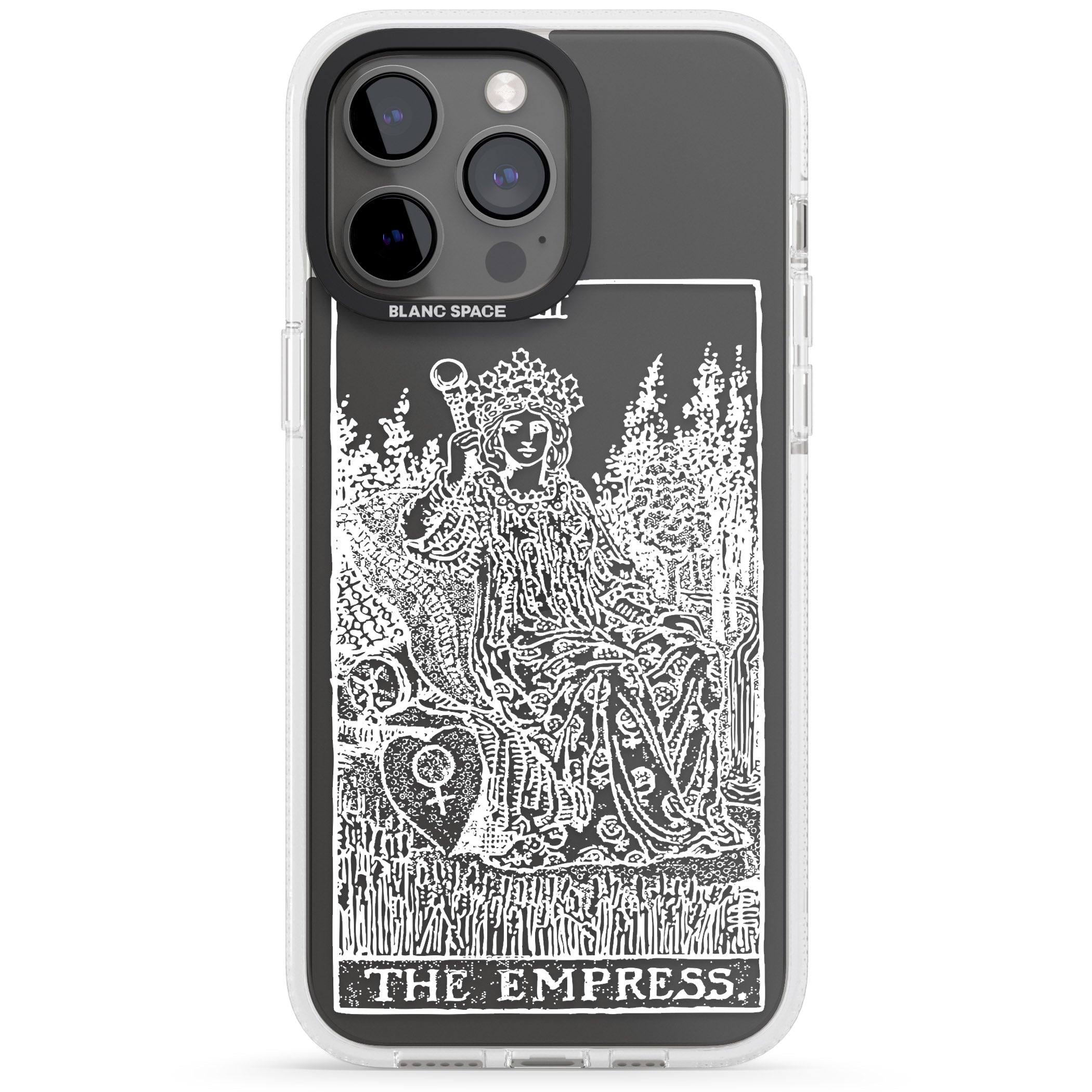 Personalised The Empress Tarot Card - White Transparent iPhone 15 Pro Max / 15 Pro / 14 Pro Max / 14 Pro / 13 Pro Clear Case Impact Air - Blanc Space