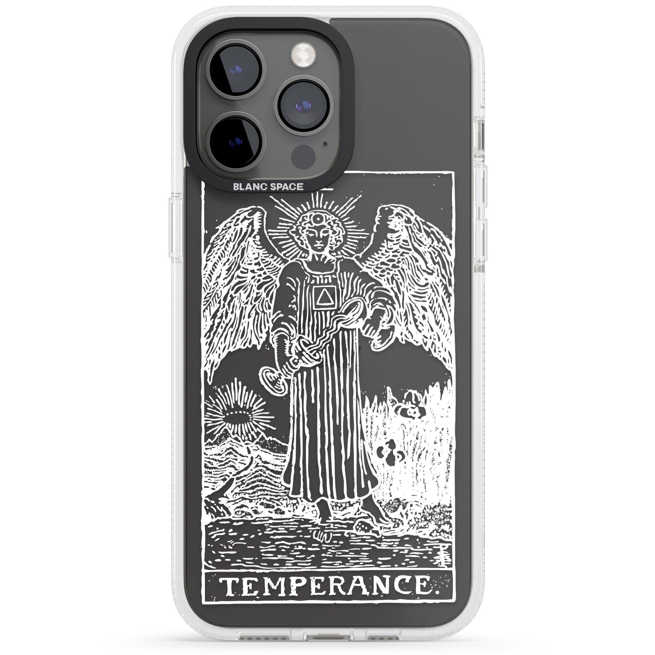 Personalised Temperance Tarot Card - White Transparent iPhone 15 Pro Max / 15 Pro / 14 Pro Max / 14 Pro / 13 Pro Clear Case Impact Air - Blanc Space