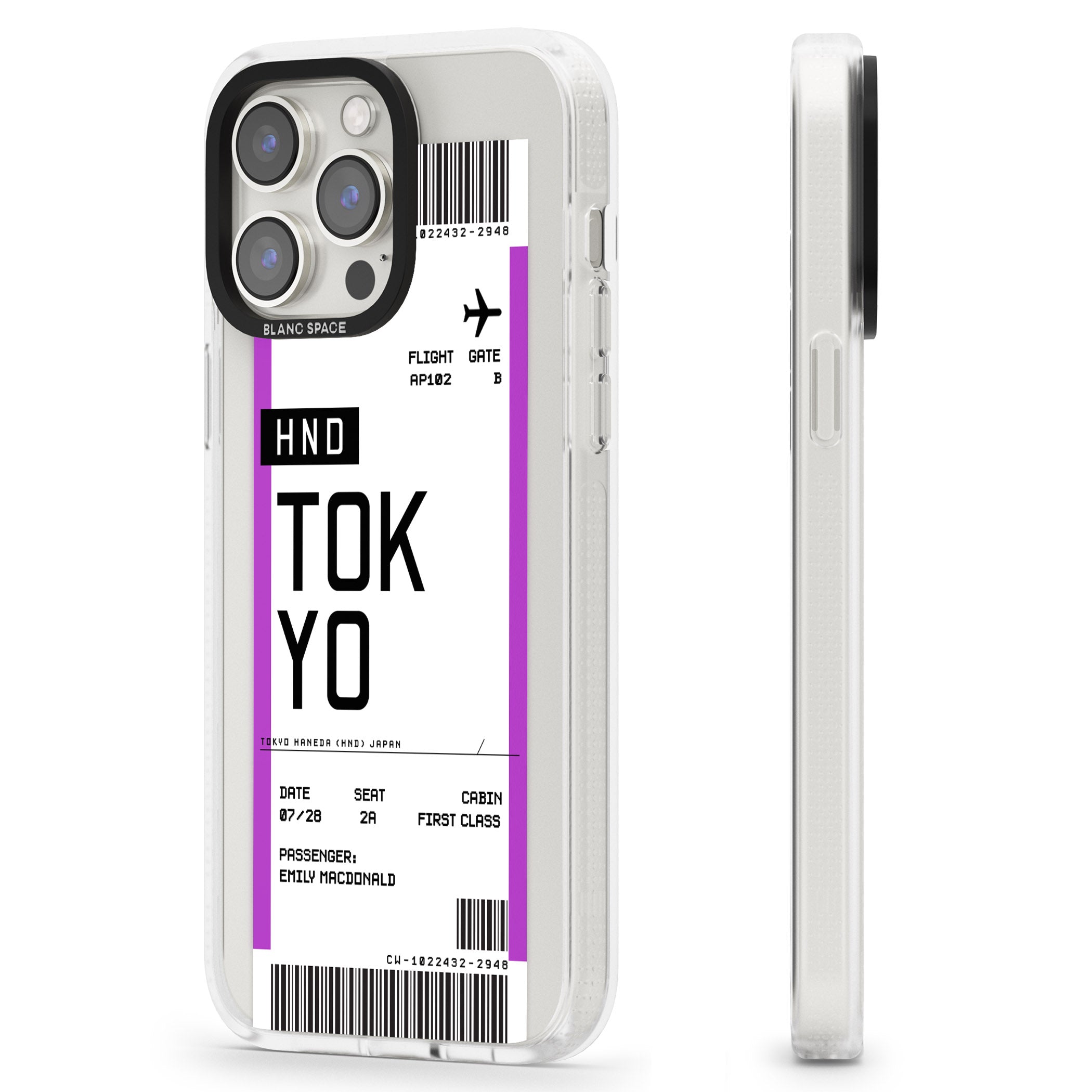 Personalised Tokyo Boarding Pass iPhone 15 Pro Max / 15 Pro / 14 Pro Max / 14 Pro / 13 Pro Clear Case Impact Air - Blanc Space
