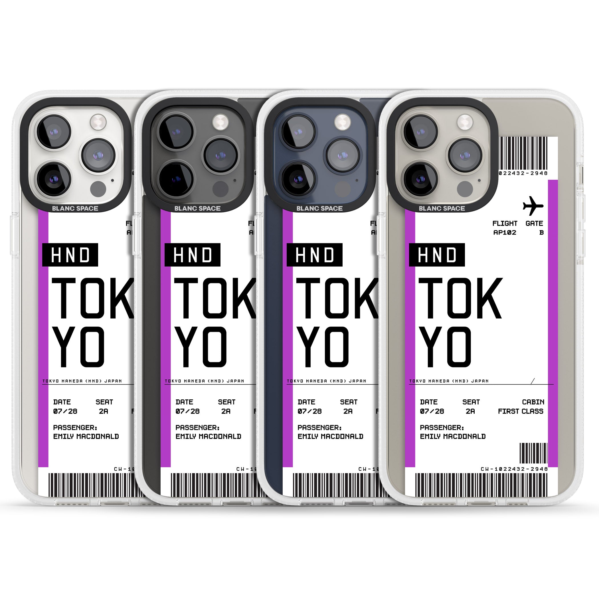 Personalised Tokyo Boarding Pass iPhone 15 Pro Max / 15 Pro / 14 Pro Max / 14 Pro / 13 Pro Clear Case Impact Air - Blanc Space