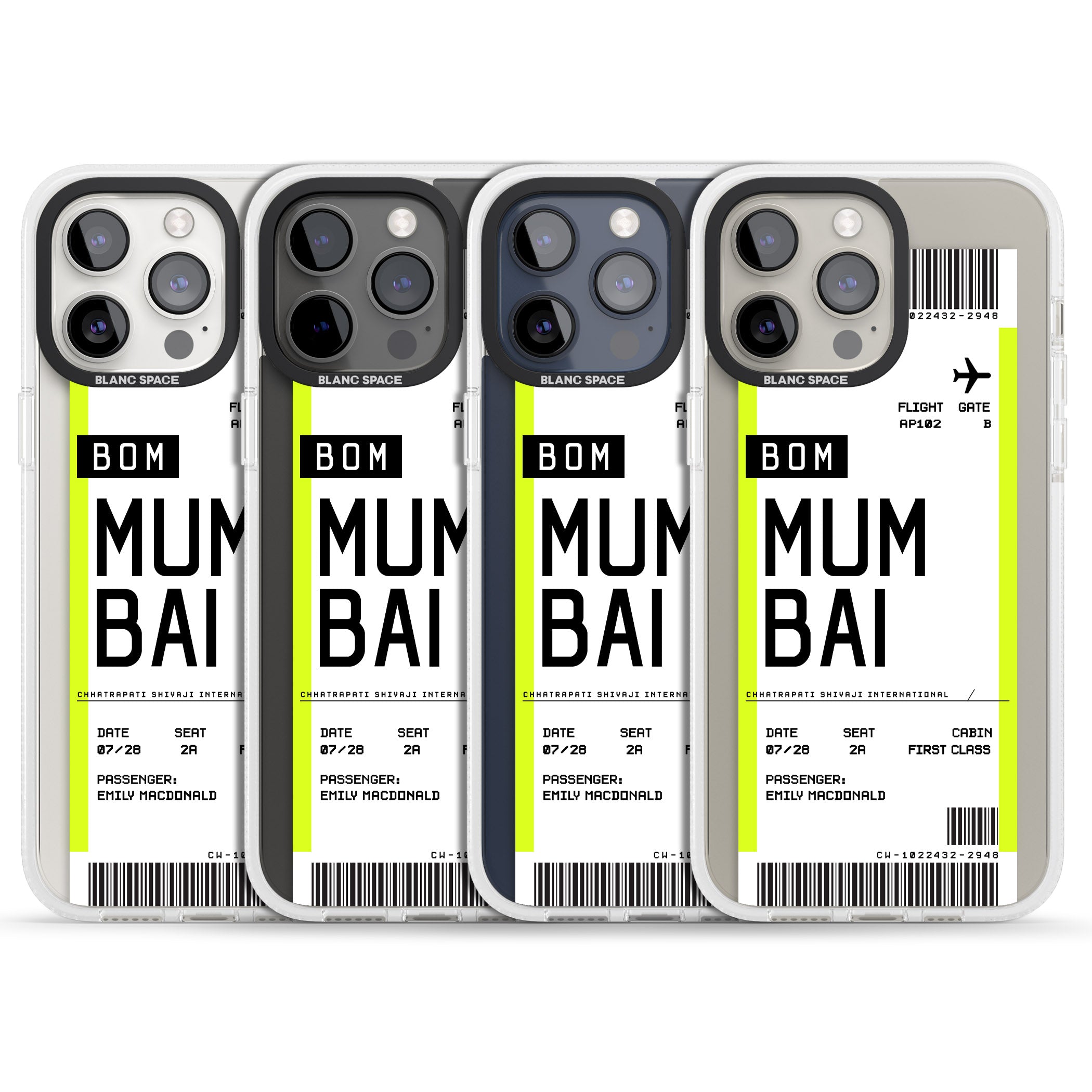 Personalised Mumbai Boarding Pass iPhone 15 Pro Max / 15 Pro / 14 Pro Max / 14 Pro / 13 Pro Clear Case Impact Air - Blanc Space