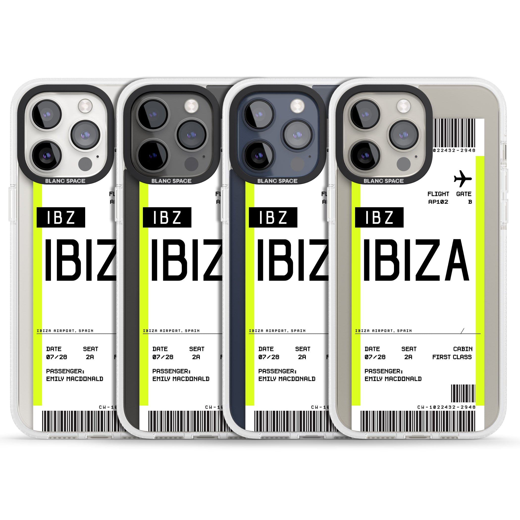 Personalised Ibiza Boarding Pass iPhone 15 Pro Max / 15 Pro / 14 Pro Max / 14 Pro / 13 Pro Clear Case Impact Air - Blanc Space