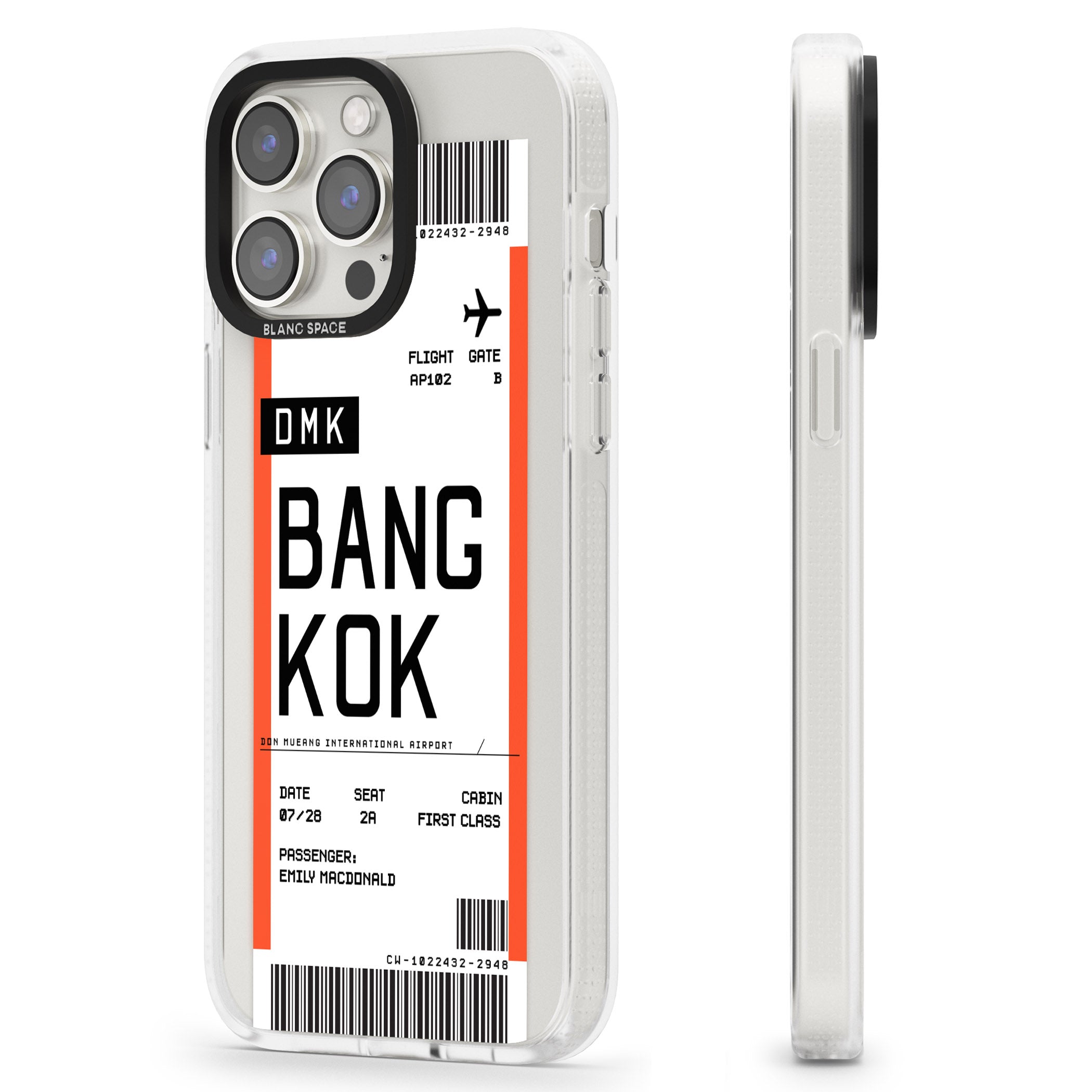 Personalised Bangkok Boarding Pass iPhone 15 Pro Max / 15 Pro / 14 Pro Max / 14 Pro / 13 Pro Clear Case Impact Air - Blanc Space