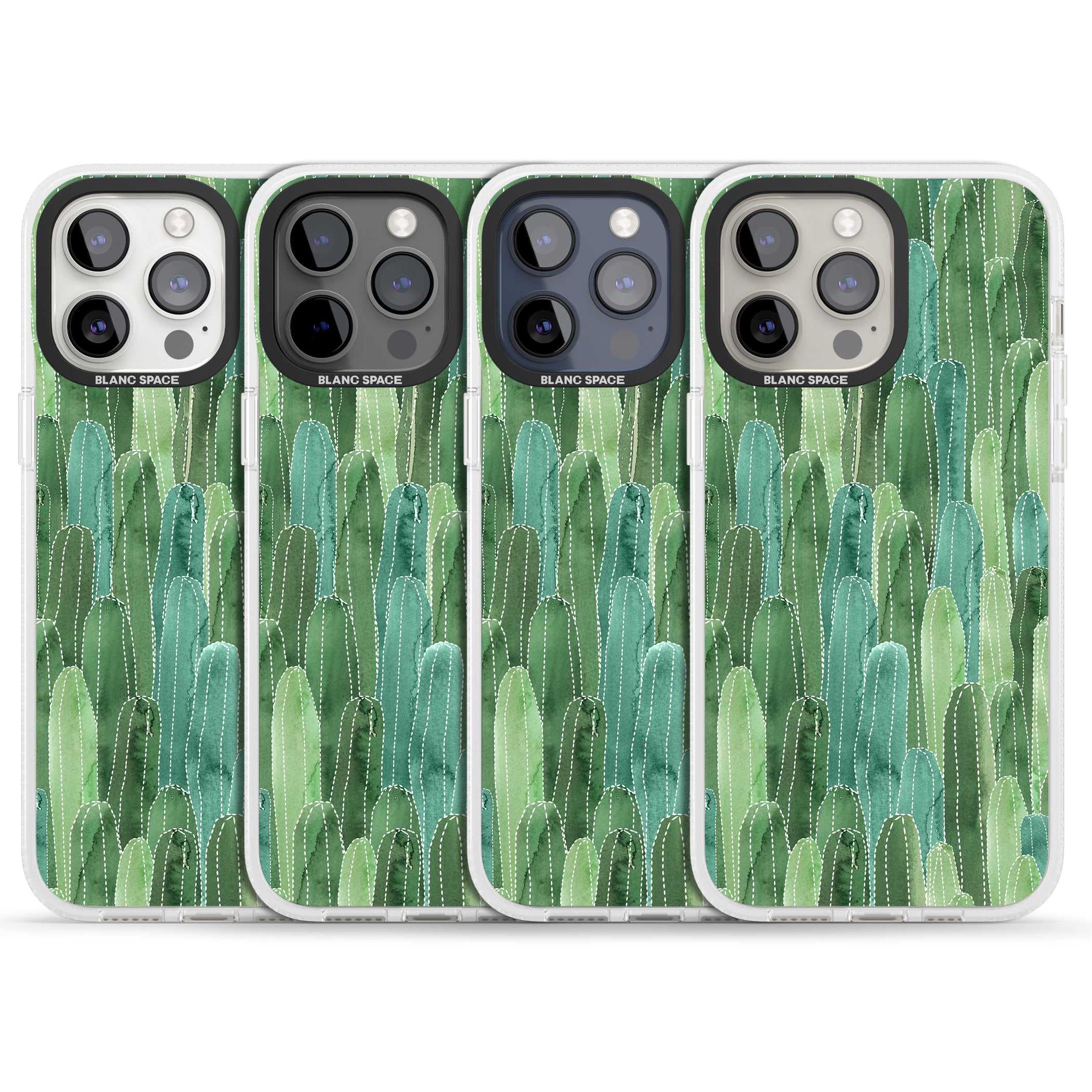 Skinny Cacti Pattern Design iPhone 15 Pro Max / 15 Pro / 14 Pro Max / 14 Pro / 13 Pro Clear Case Impact Air - Blanc Space