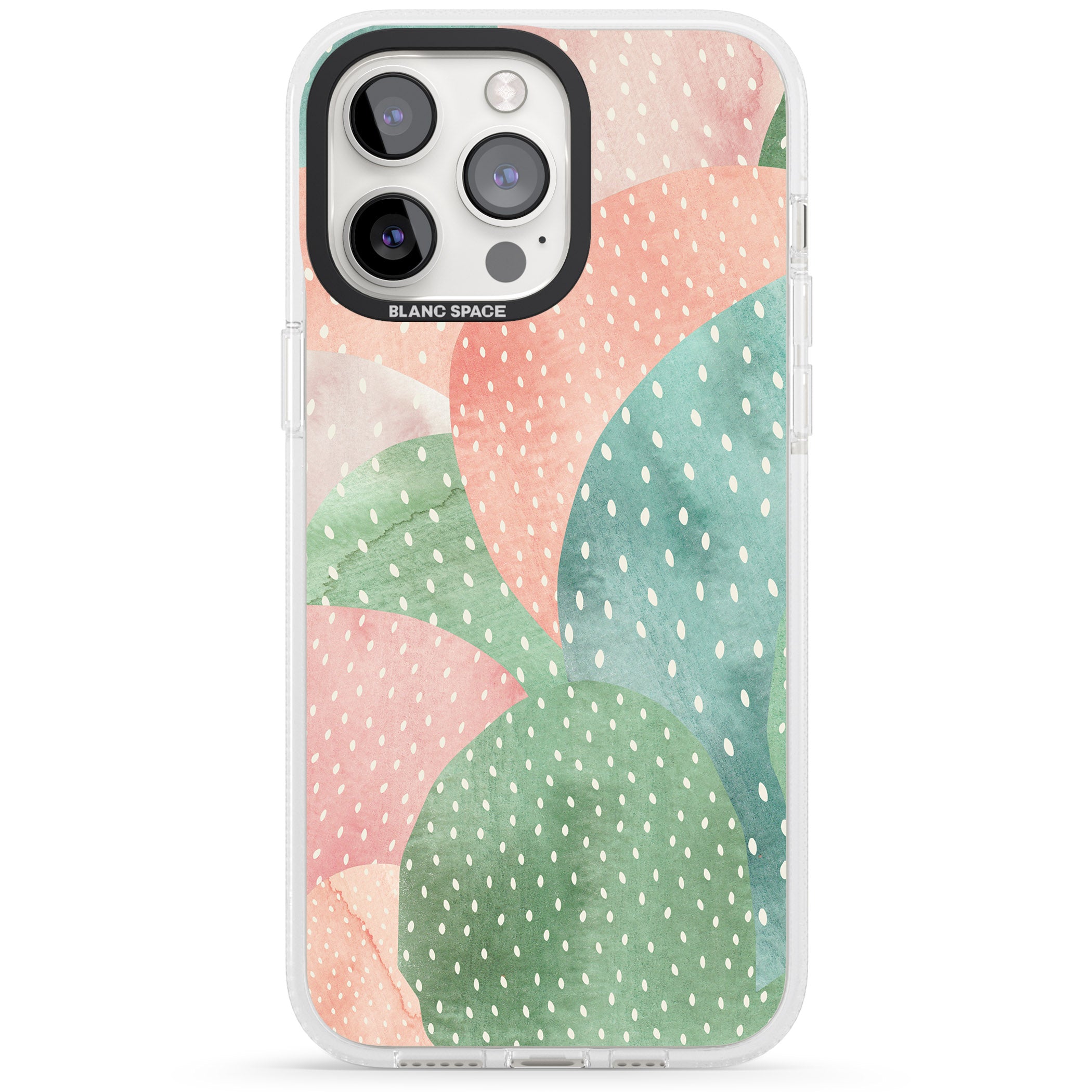 Colourful Close-Up Cacti Design iPhone 15 Pro Max / 15 Pro / 14 Pro Max / 14 Pro / 13 Pro Clear Case Impact Air - Blanc Space