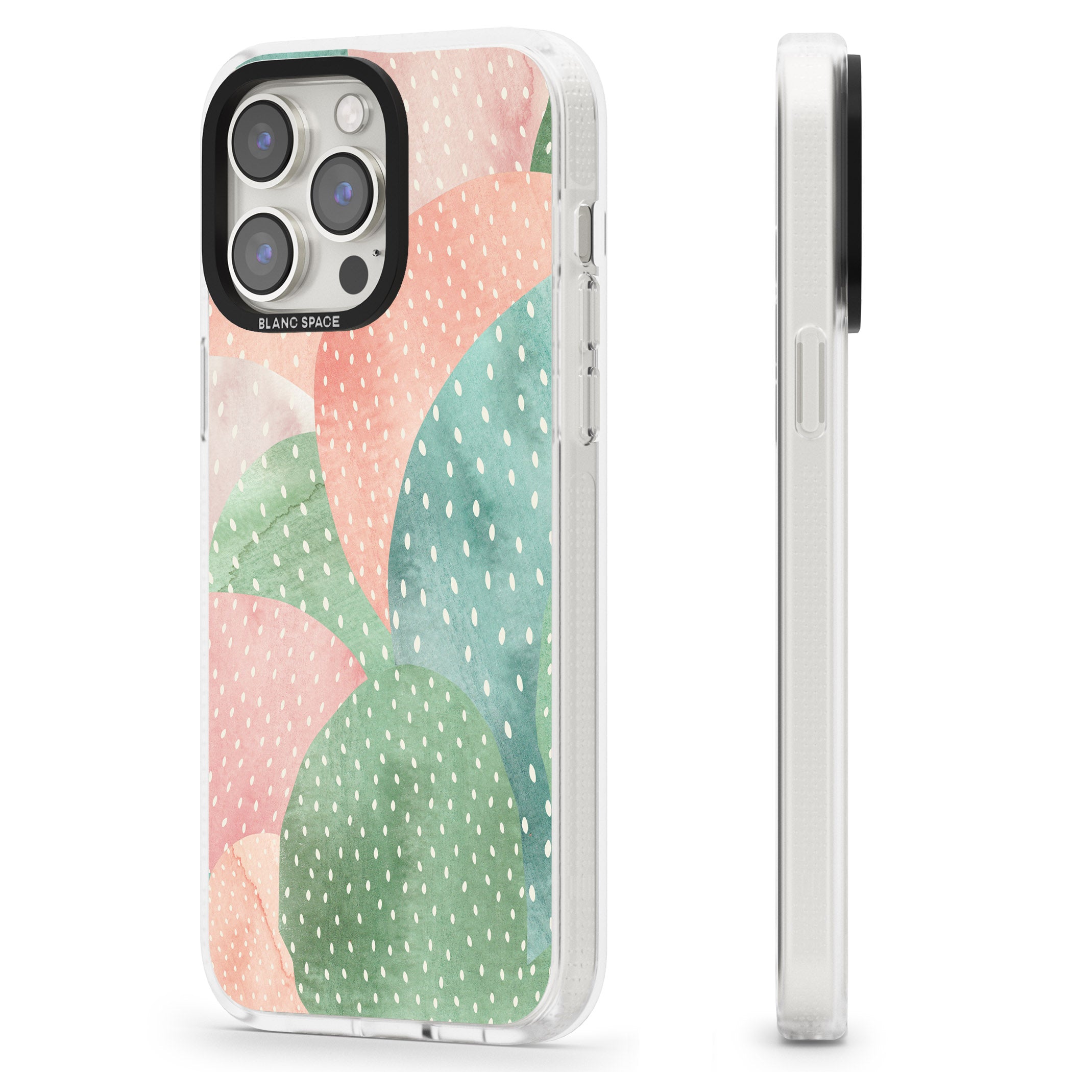 Colourful Close-Up Cacti Design iPhone 15 Pro Max / 15 Pro / 14 Pro Max / 14 Pro / 13 Pro Clear Case Impact Air - Blanc Space