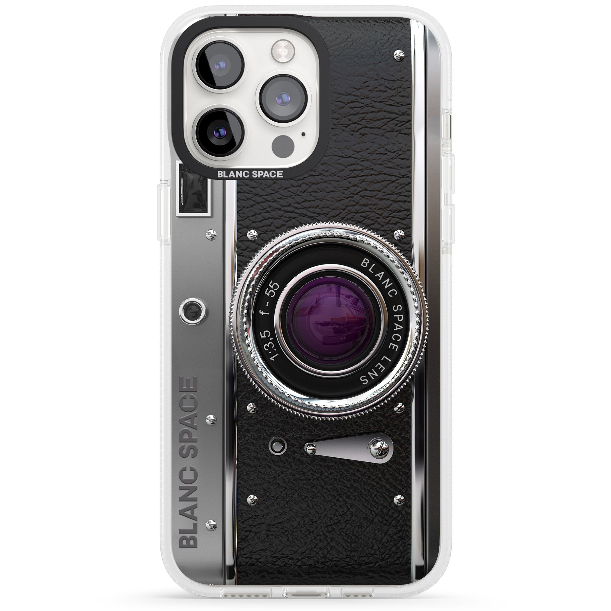 Vintage Retro Classic Camera iPhone 15 Pro Max / 15 Pro / 14 Pro Max / 14 Pro / 13 Pro Clear Case Impact Air - Blanc Space
