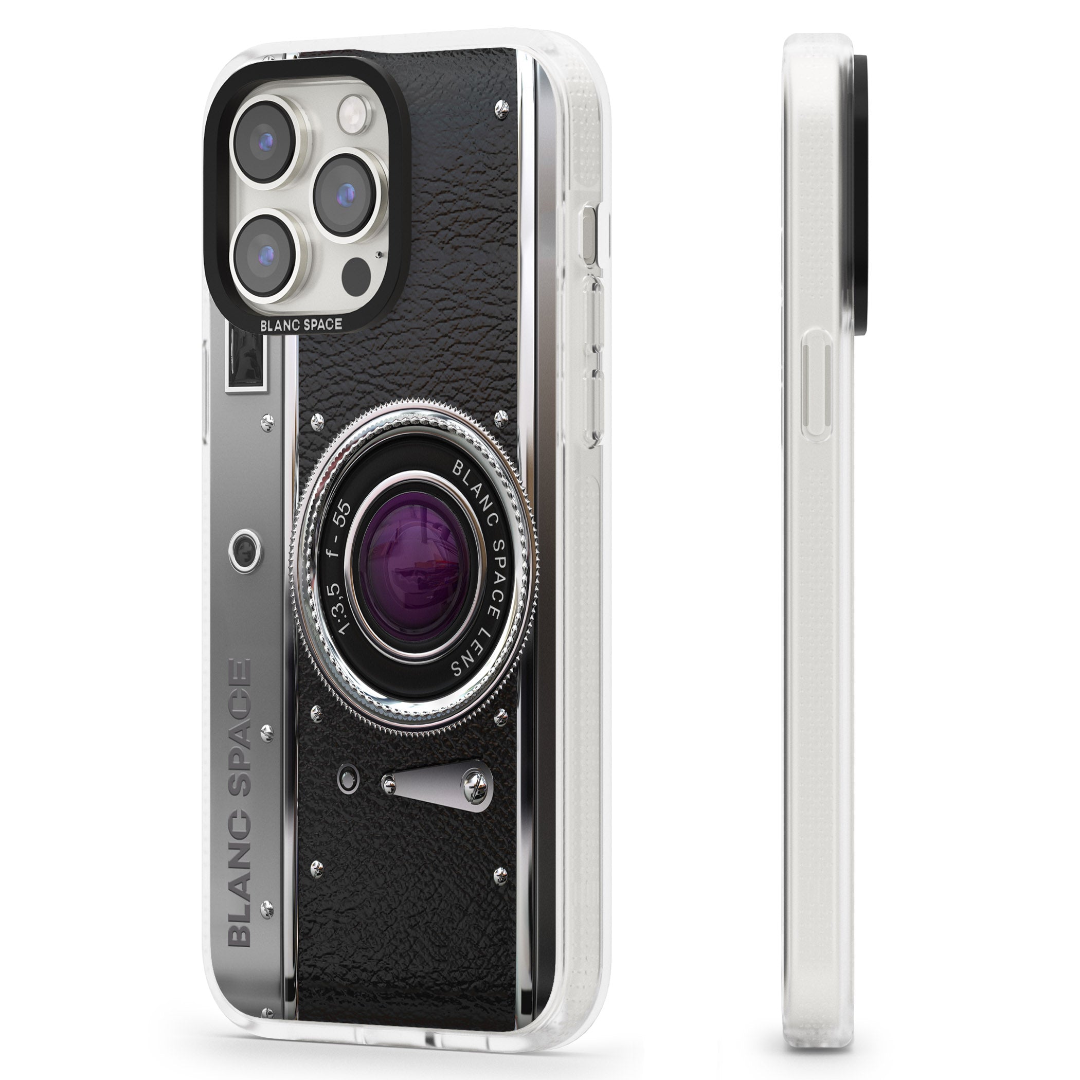 Vintage Retro Classic Camera iPhone 15 Pro Max / 15 Pro / 14 Pro Max / 14 Pro / 13 Pro Clear Case Impact Air - Blanc Space