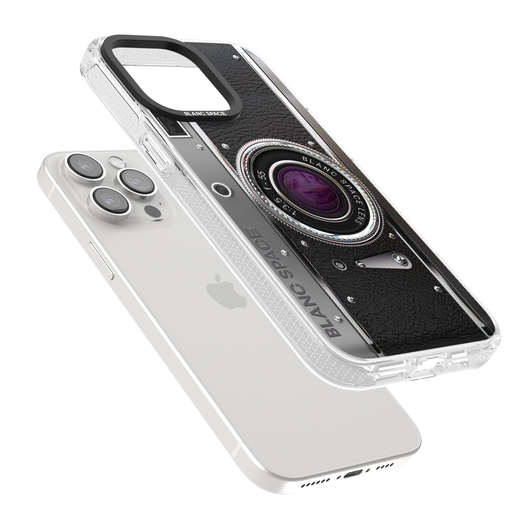 Vintage Retro Classic Camera iPhone 15 Pro Max / 15 Pro / 14 Pro Max / 14 Pro / 13 Pro Clear Case Impact Air - Blanc Space