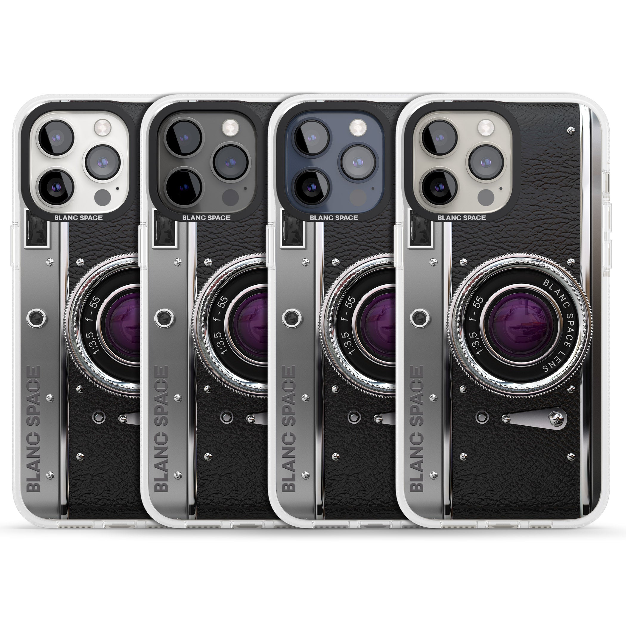 Vintage Retro Classic Camera iPhone 15 Pro Max / 15 Pro / 14 Pro Max / 14 Pro / 13 Pro Clear Case Impact Air - Blanc Space