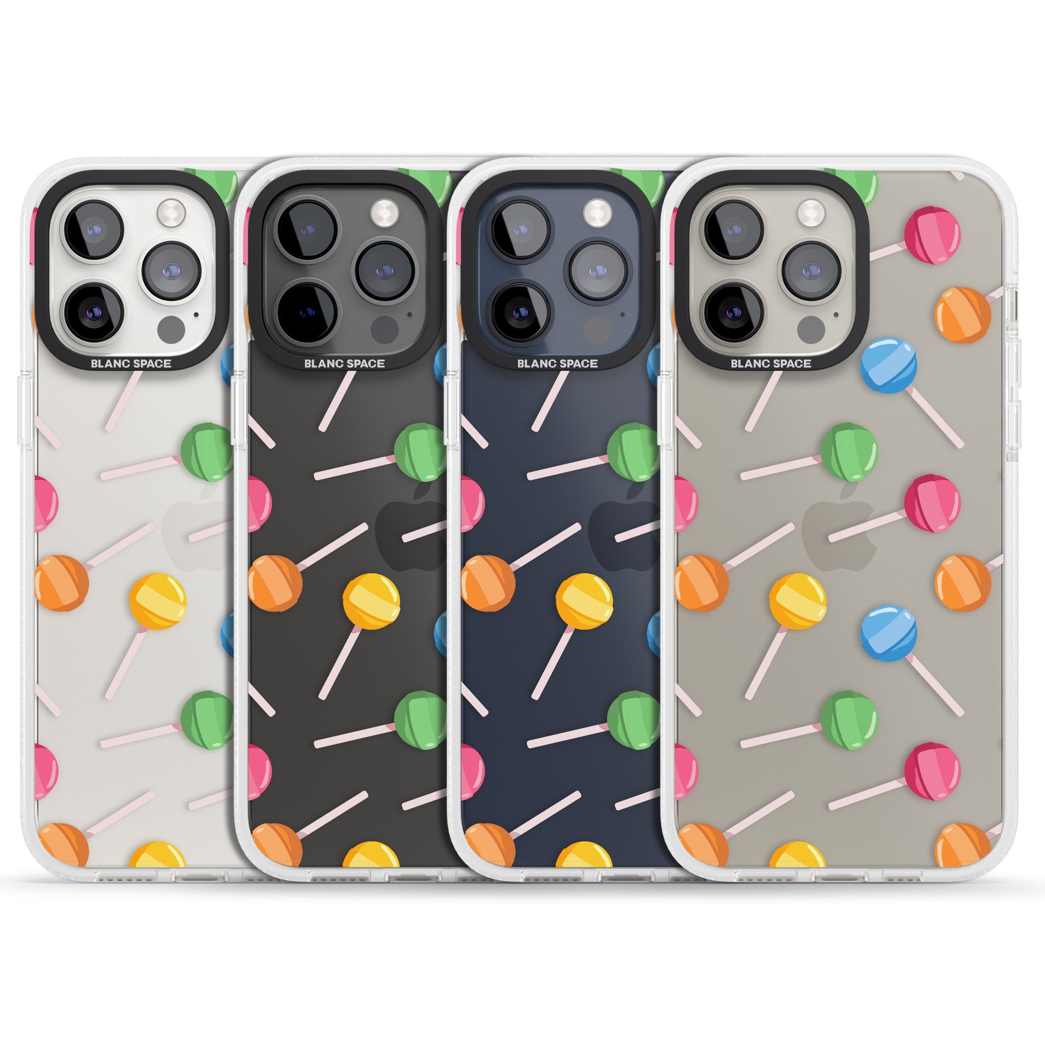 Lollipop Pattern iPhone 15 Pro Max / 15 Pro / 14 Pro Max / 14 Pro / 13 Pro Clear Case Impact Air - Blanc Space