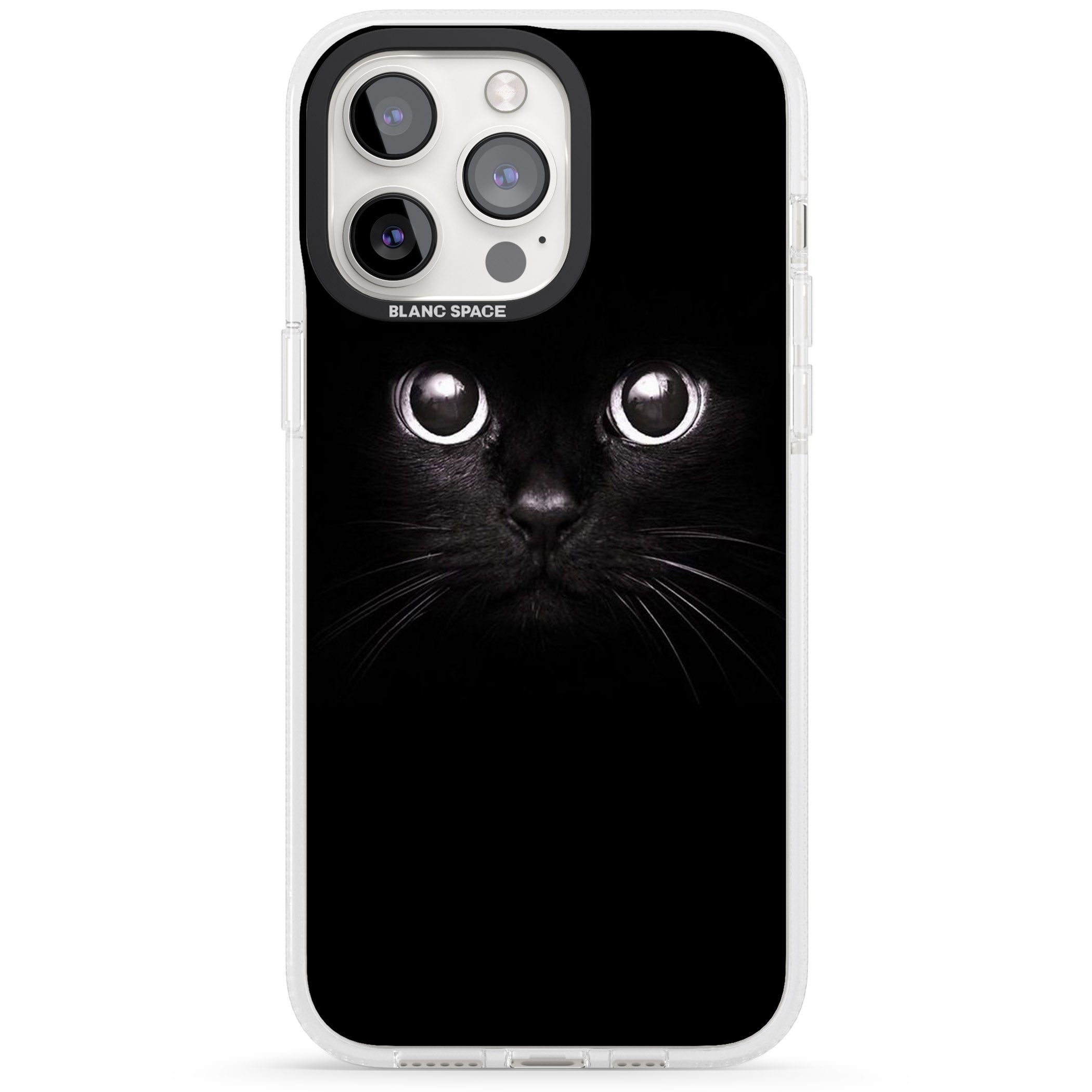 Black Cat iPhone 15 Pro Max / 15 Pro / 14 Pro Max / 14 Pro / 13 Pro Clear Case Impact Air - Blanc Space