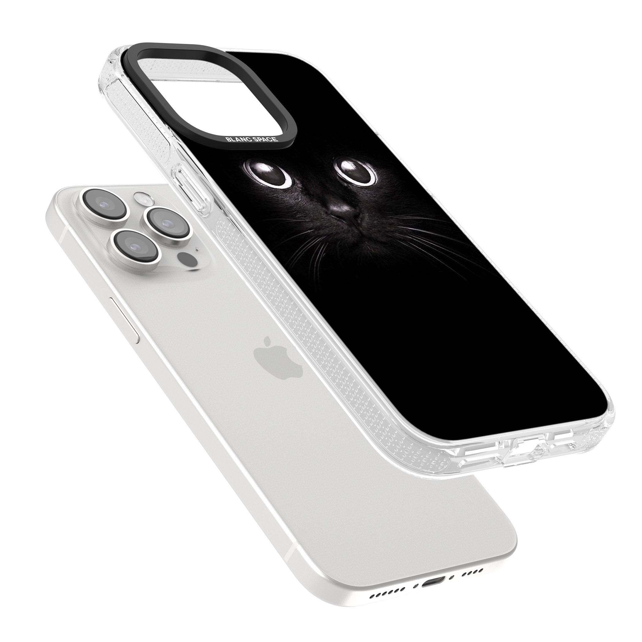 Black Cat iPhone 15 Pro Max / 15 Pro / 14 Pro Max / 14 Pro / 13 Pro Clear Case Impact Air - Blanc Space