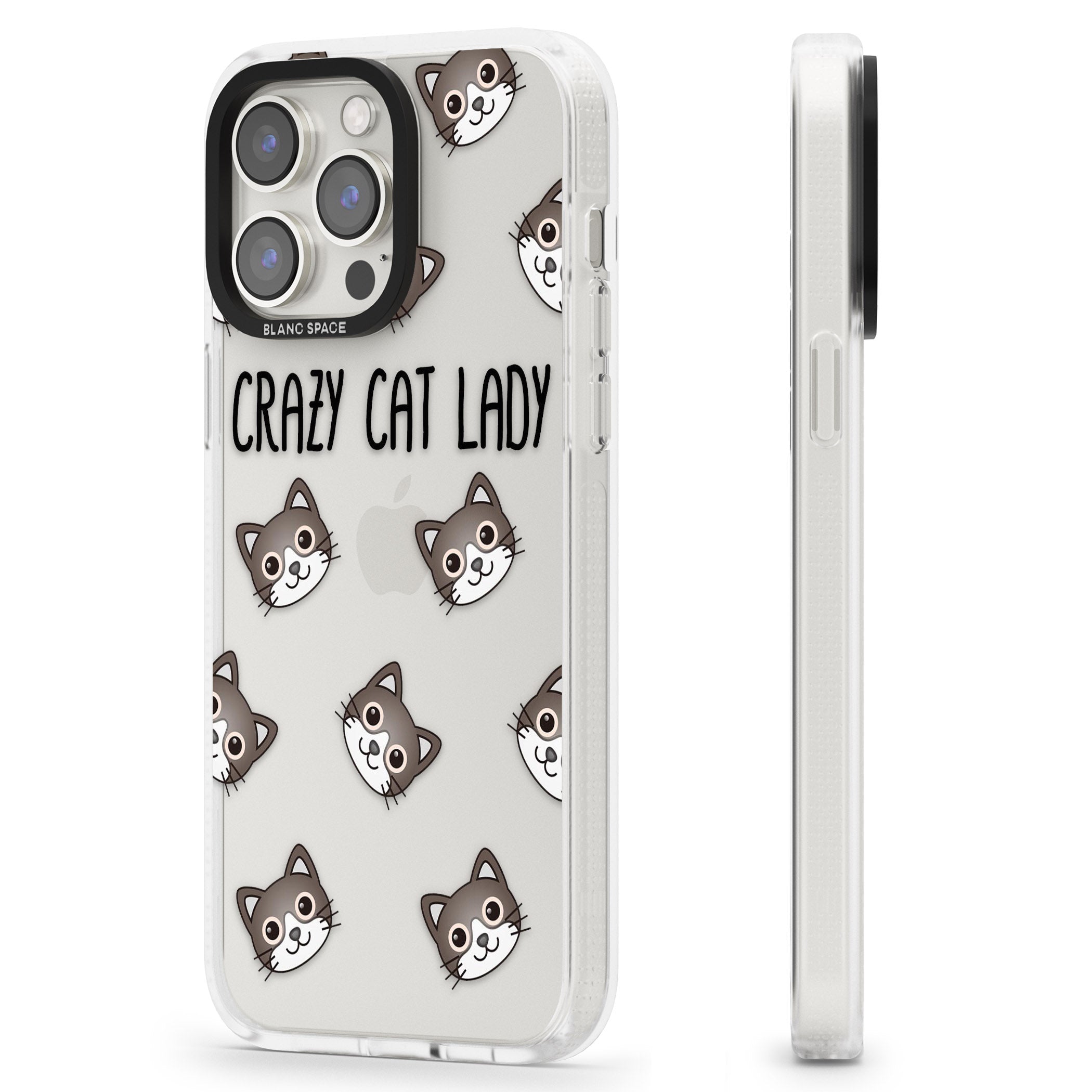 Crazy Cat Lady iPhone 15 Pro Max / 15 Pro / 14 Pro Max / 14 Pro / 13 Pro Clear Case Impact Air - Blanc Space