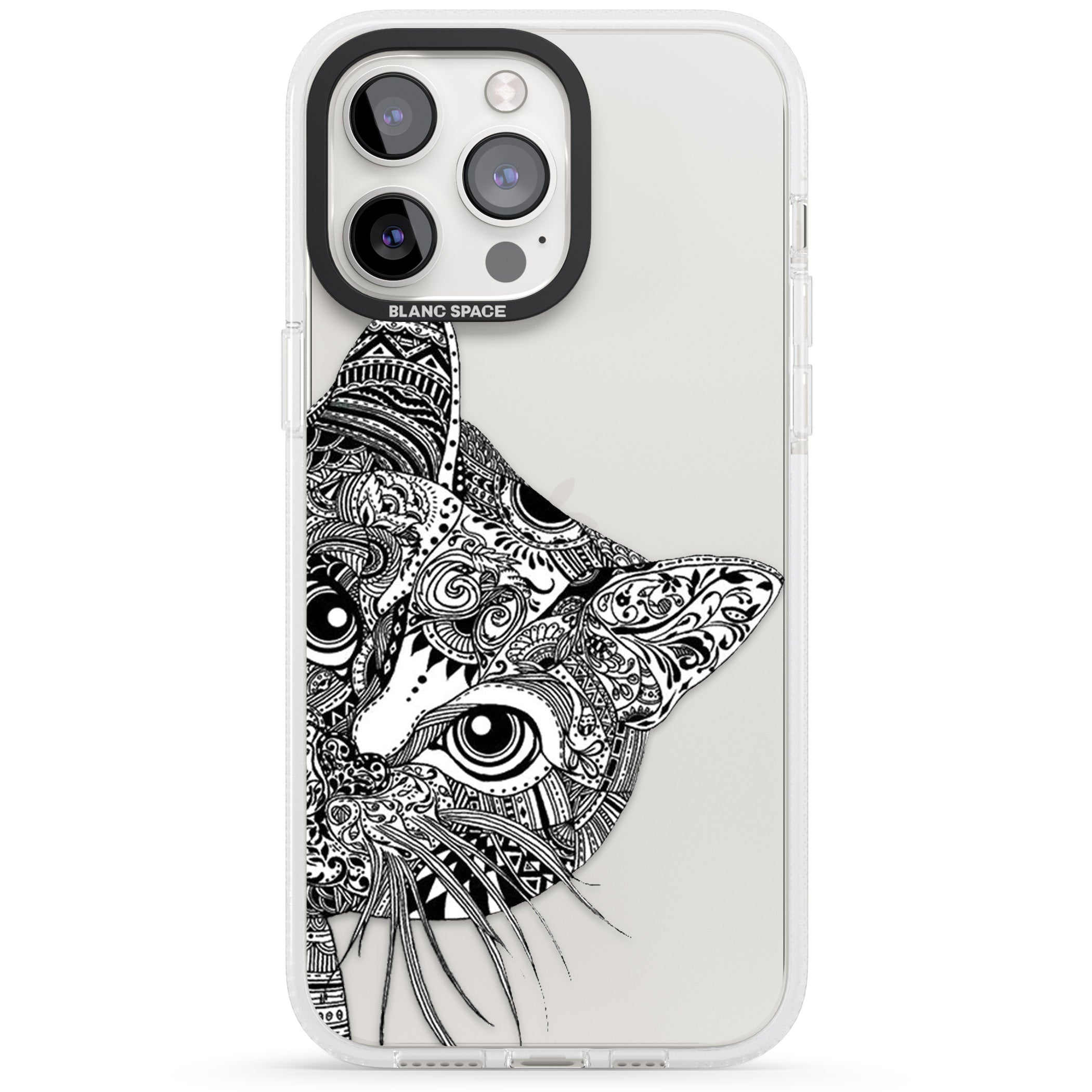 Henna Cat iPhone 15 Pro Max / 15 Pro / 14 Pro Max / 14 Pro / 13 Pro Clear Case Impact Air - Blanc Space