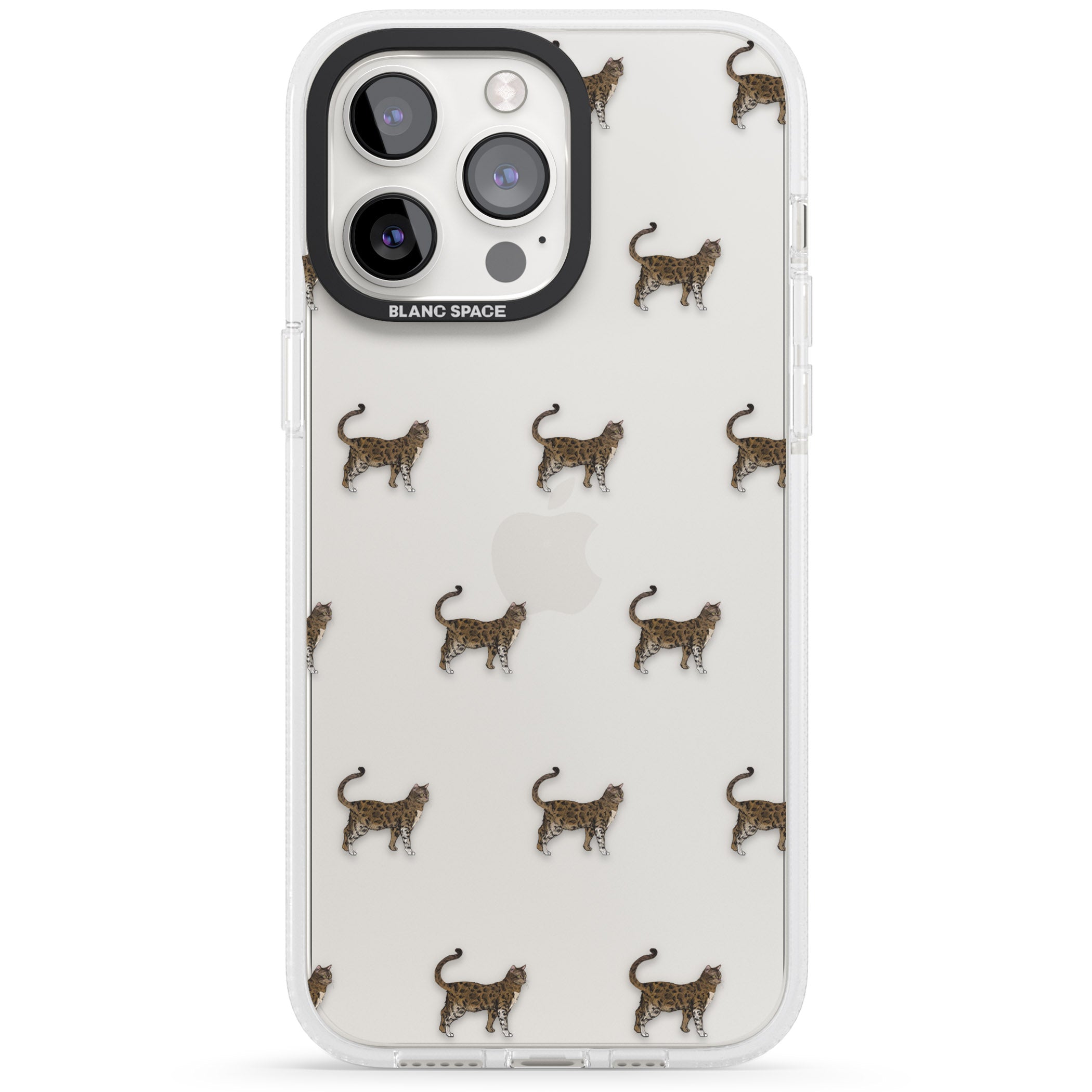 Bengal Cat Pattern iPhone 15 Pro Max / 15 Pro / 14 Pro Max / 14 Pro / 13 Pro Clear Case Impact Air - Blanc Space