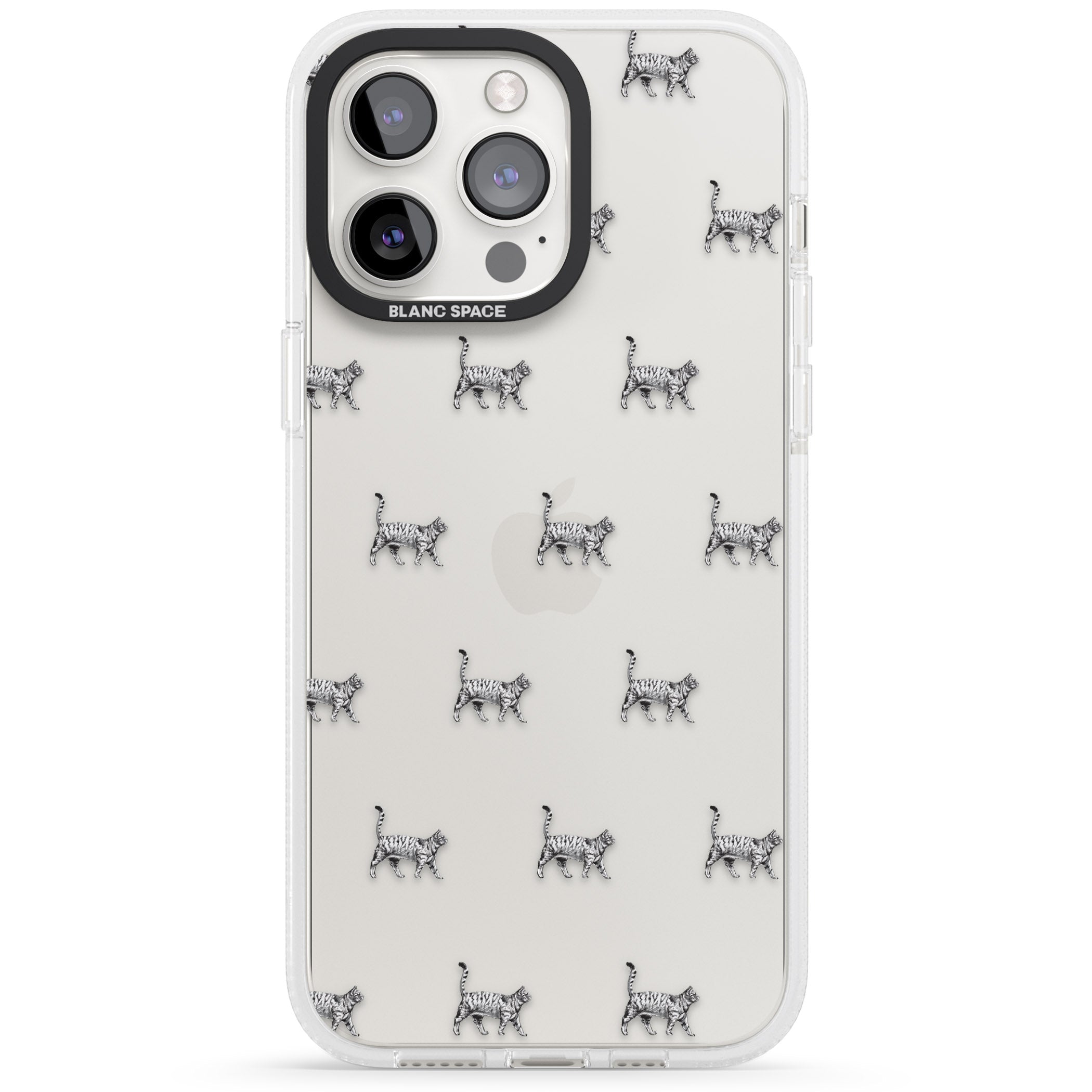 British Shorthair Cat Pattern iPhone 15 Pro Max / 15 Pro / 14 Pro Max / 14 Pro / 13 Pro Clear Case Impact Air - Blanc Space