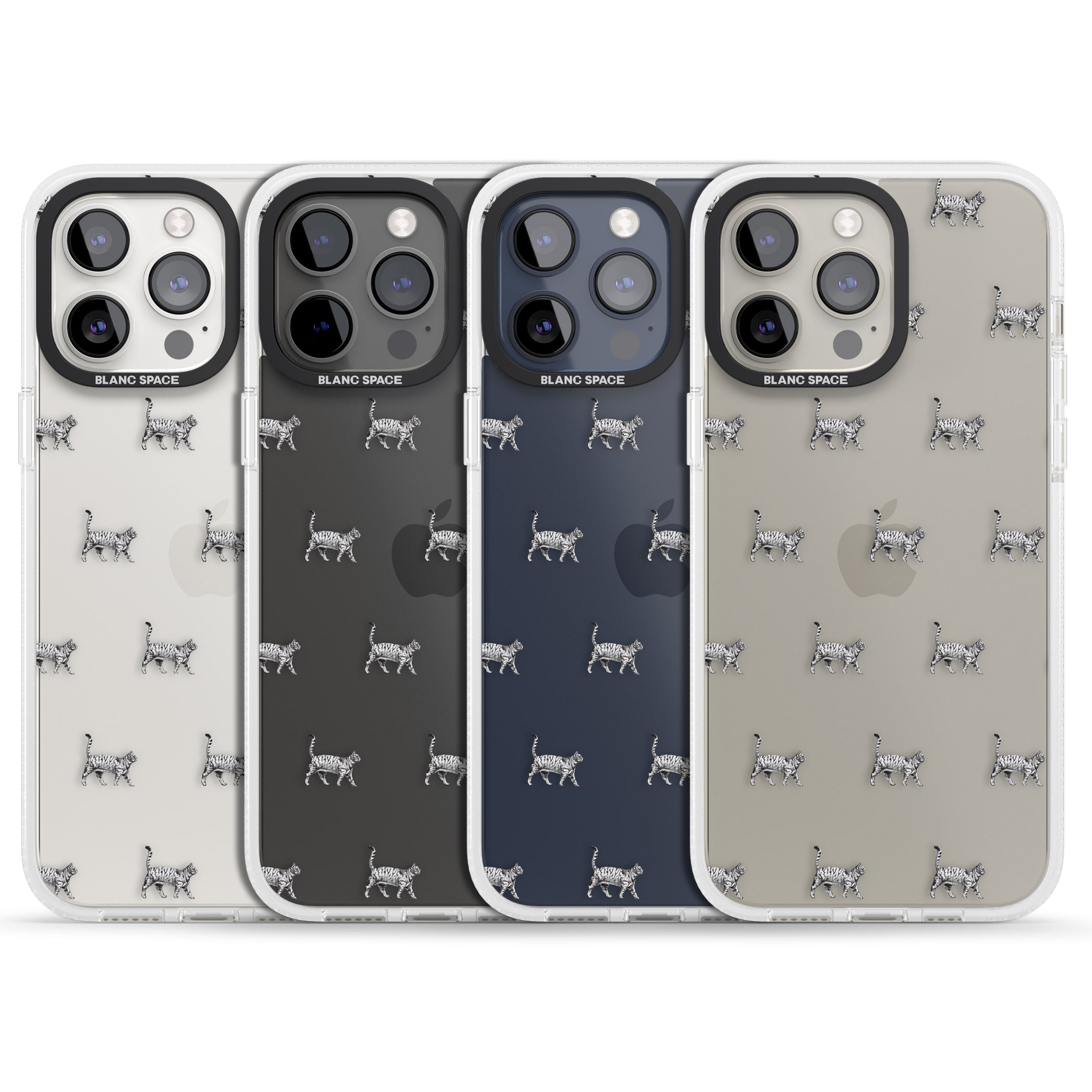 British Shorthair Cat Pattern iPhone 15 Pro Max / 15 Pro / 14 Pro Max / 14 Pro / 13 Pro Clear Case Impact Air - Blanc Space