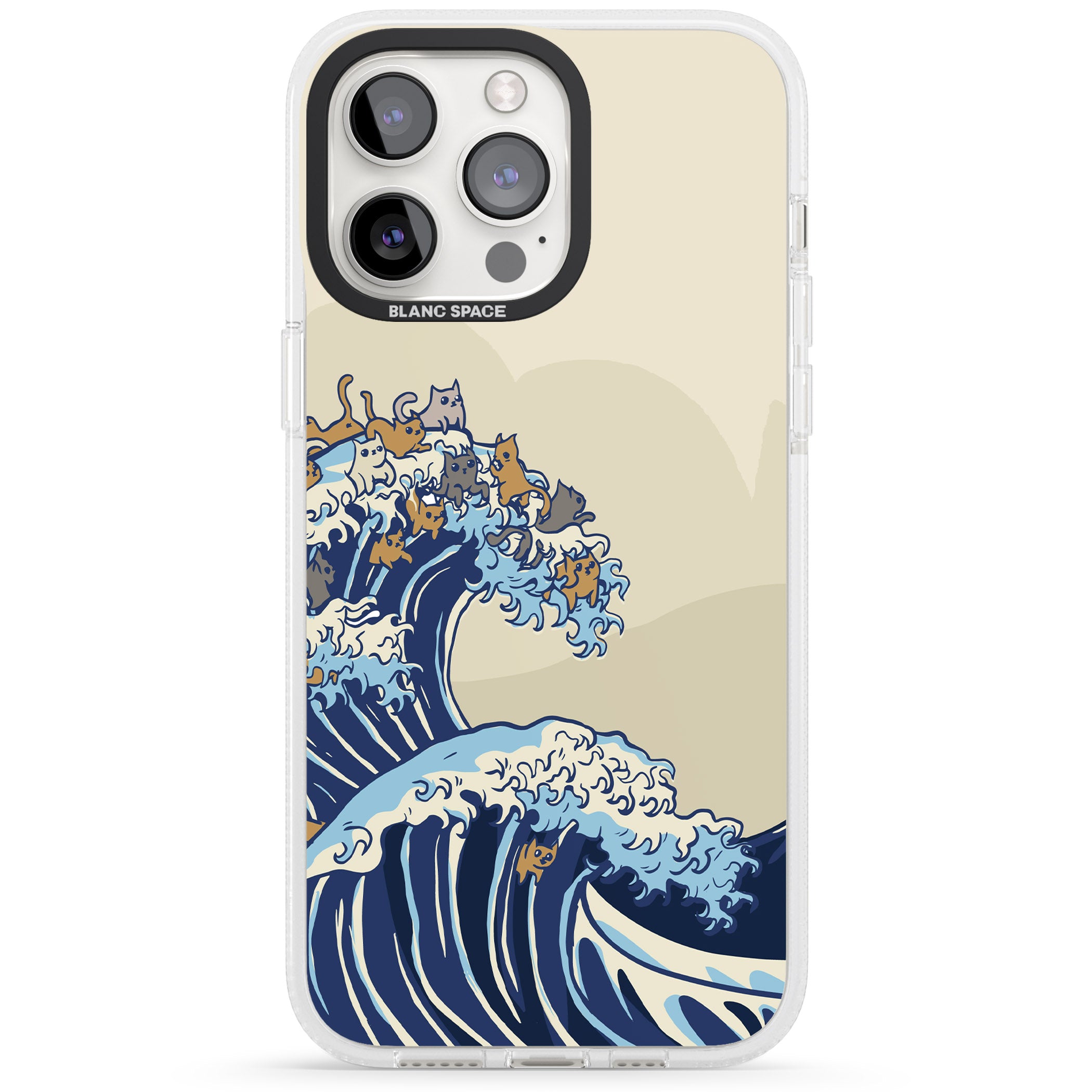 The Great Cat Wave iPhone 15 Pro Max / 15 Pro / 14 Pro Max / 14 Pro / 13 Pro Clear Case Impact Air - Blanc Space