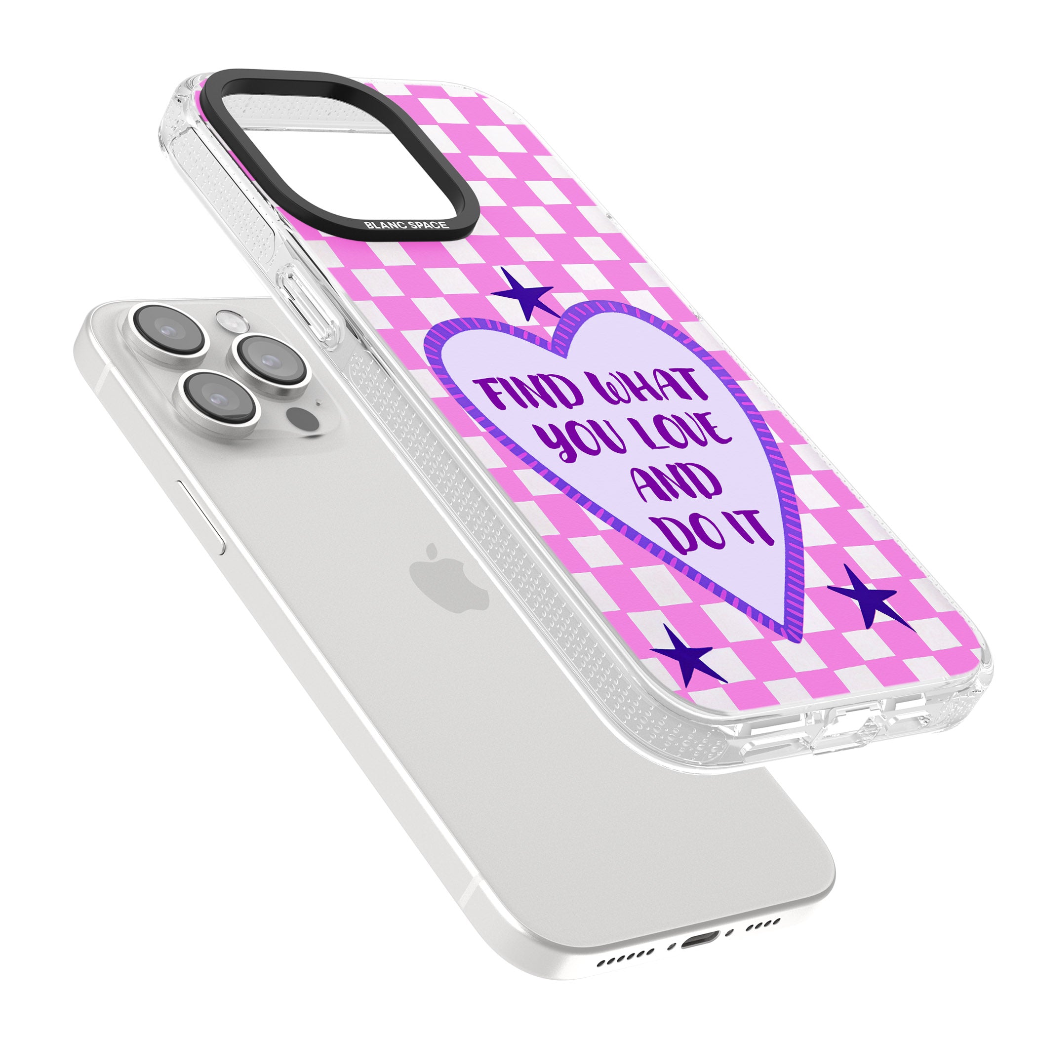 Find What You Love iPhone 15 Pro Max / 15 Pro / 14 Pro Max / 14 Pro / 13 Pro Clear Case Impact Air - Blanc Space