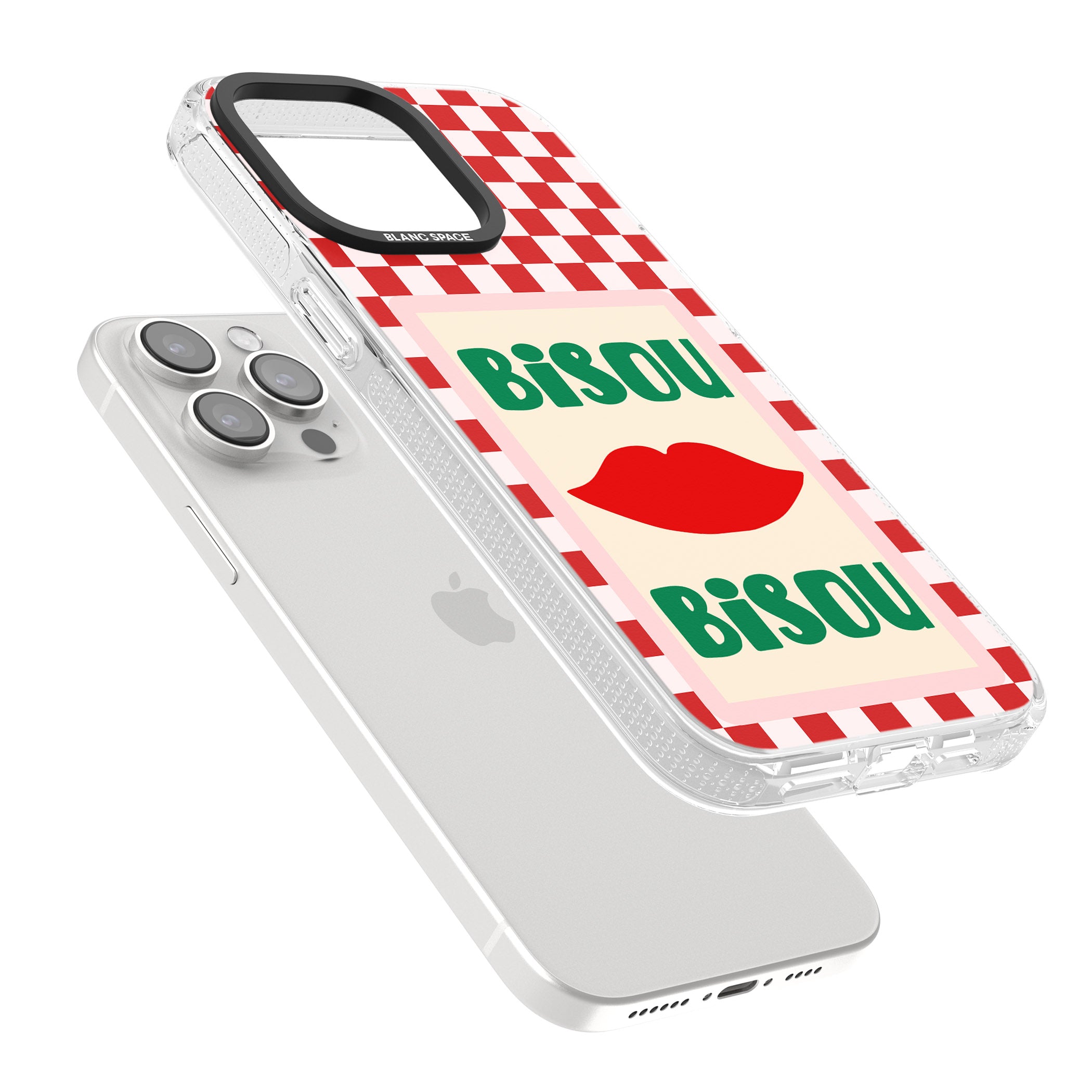 Bisou iPhone 15 Pro Max / 15 Pro / 14 Pro Max / 14 Pro / 13 Pro Clear Case Impact Air - Blanc Space